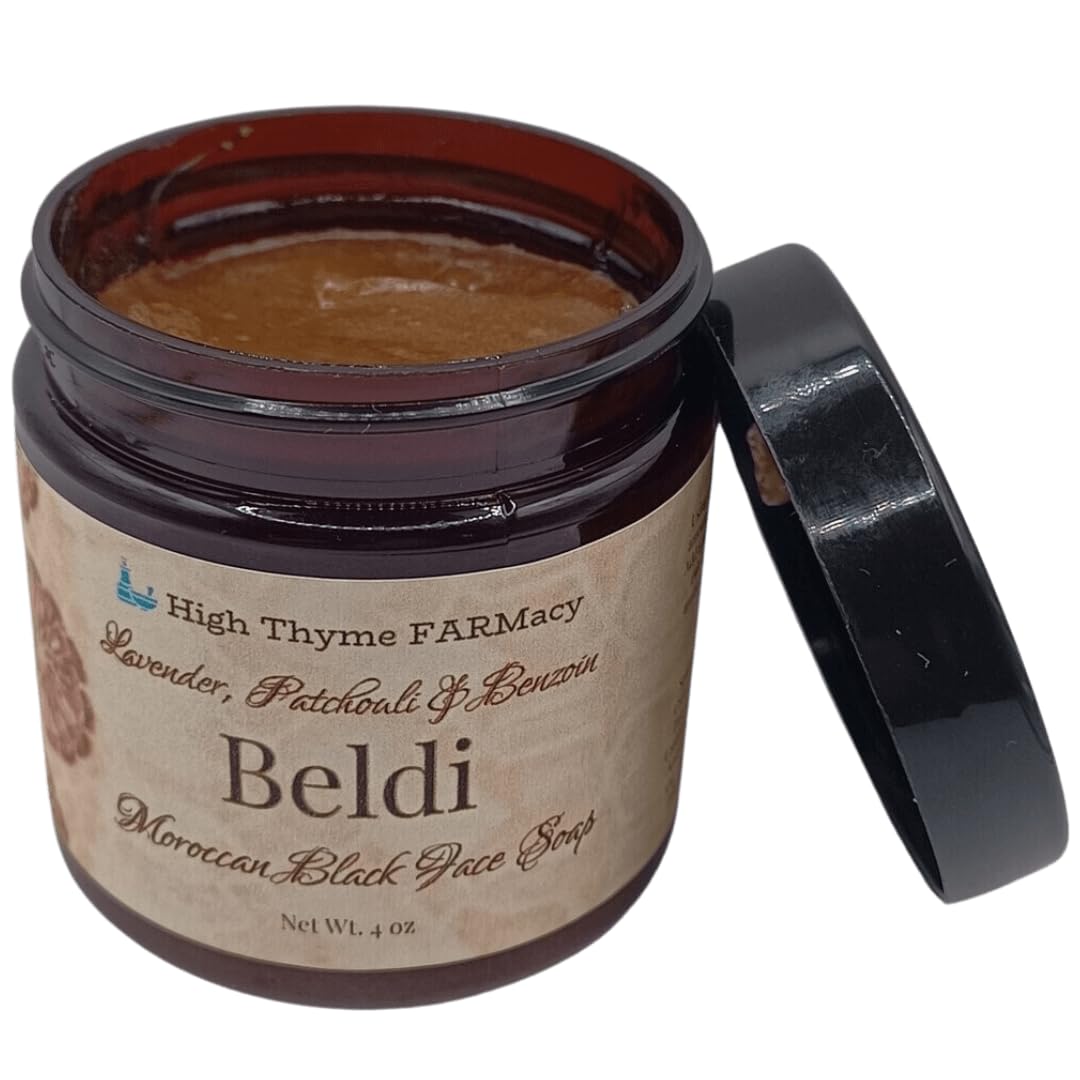 All-Natural Spilanthes-Infused Moroccan Black Beldi Soap for Face & Body - Gentle Exfoliating Hammam Scrub & Cleanser - Deep Cleansing & Moisturizing Black Soap for Glowing Skin - Perfect for Spa Days, Acne-Prone Skin & Post-Workout Refreshment