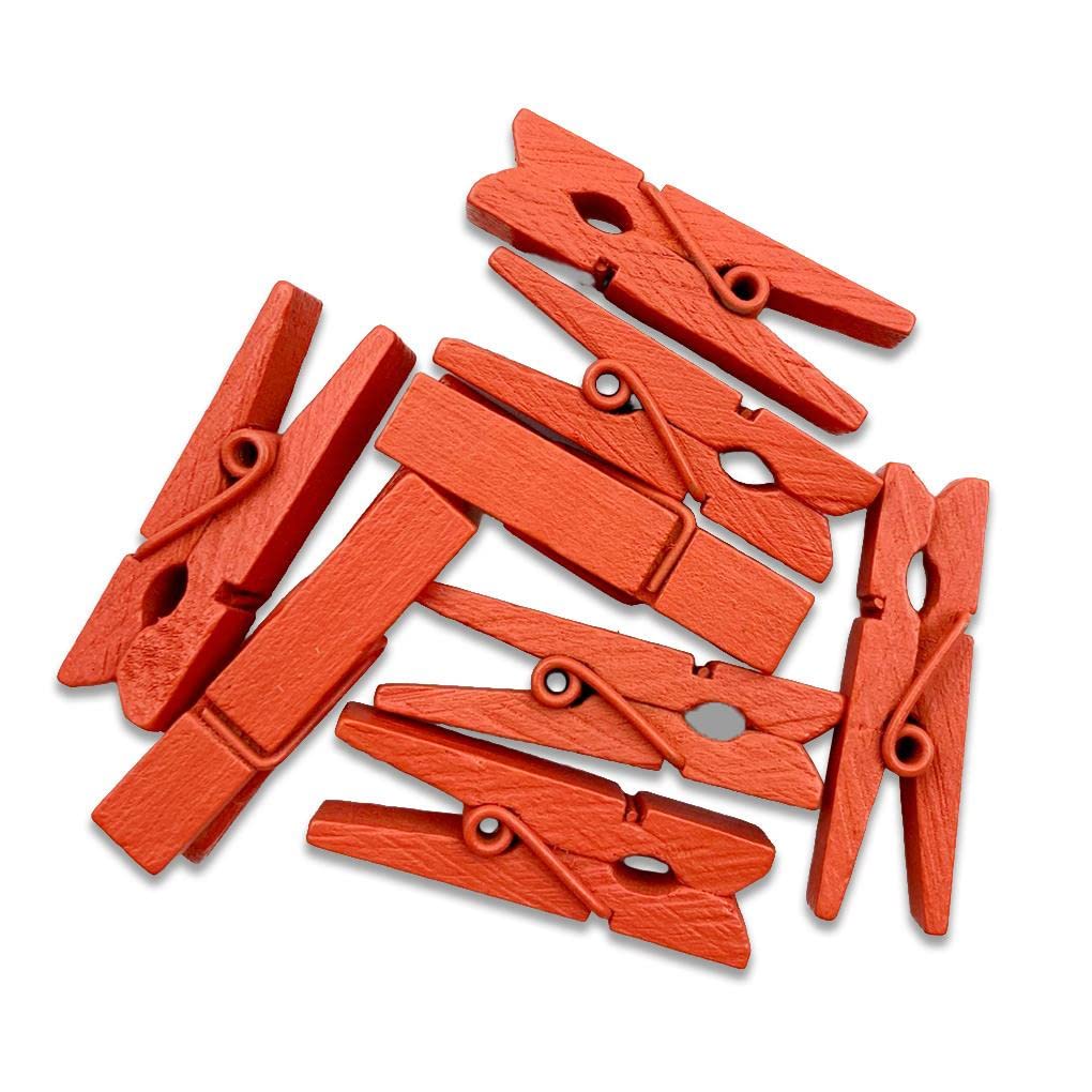 100pcs 35mm Natural Wooden Clips - Photo Clips, Clothespins for DIY, Wedding, Party Decor - Orange Wooden Pegs for Hanging Photos, Artwork, and Garments (Perfect for Home, Office, and Craft Projects)