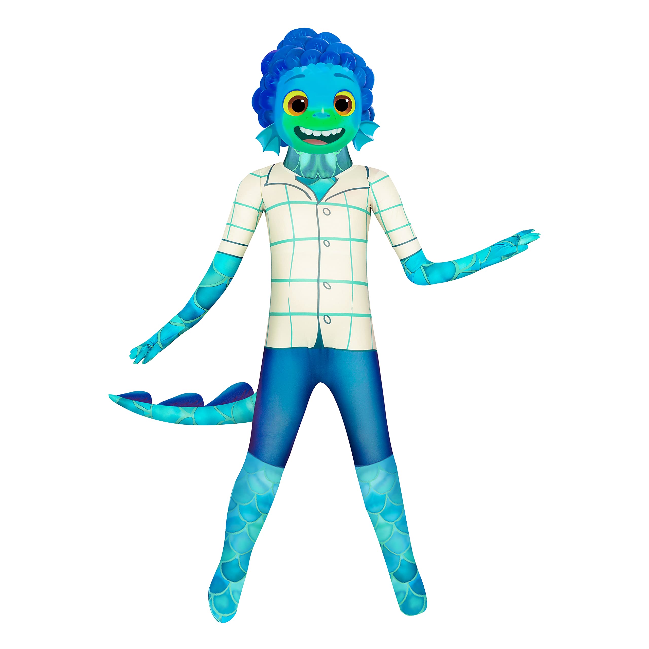 Sea Monster Kids Halloween Costume - Green 3D Jumpsuit with Mask & Tail for Boys & Girls Ages 3-12 | Perfect for Trick-or-Treating, Costume Parties & Spooky Fun