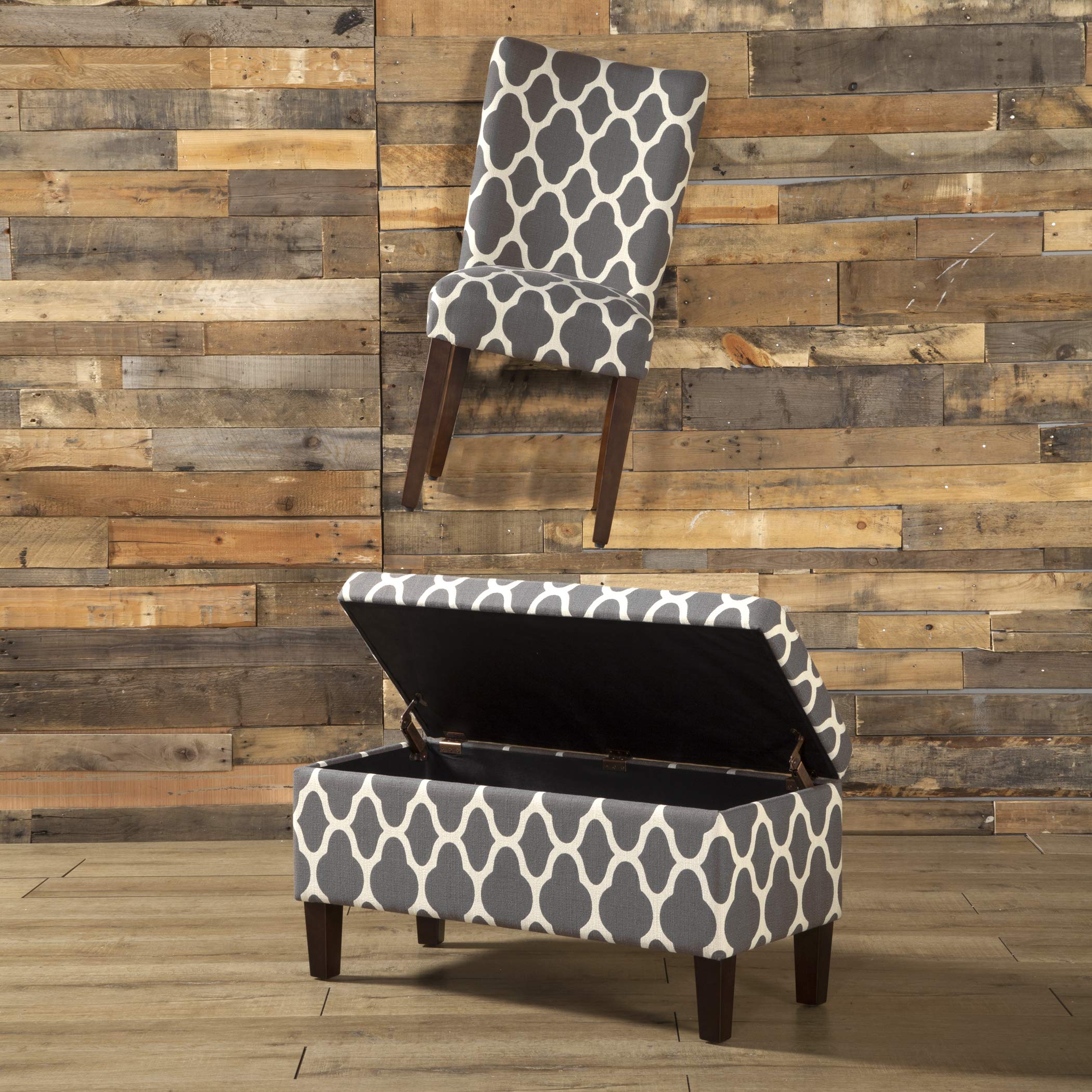 HomePop Parsons Classic Upholstered Dining Chairs Set of 2 - Grey and Cream Geometric Pattern Modern Accent Chairs for Dining Room, Kitchen, Office or Living Room Decor
