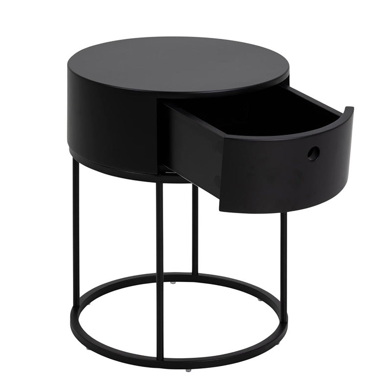 POLON Nightstand 40cm Black - Modern Bedside Table for Small Spaces, Bedroom, Living Room & Office