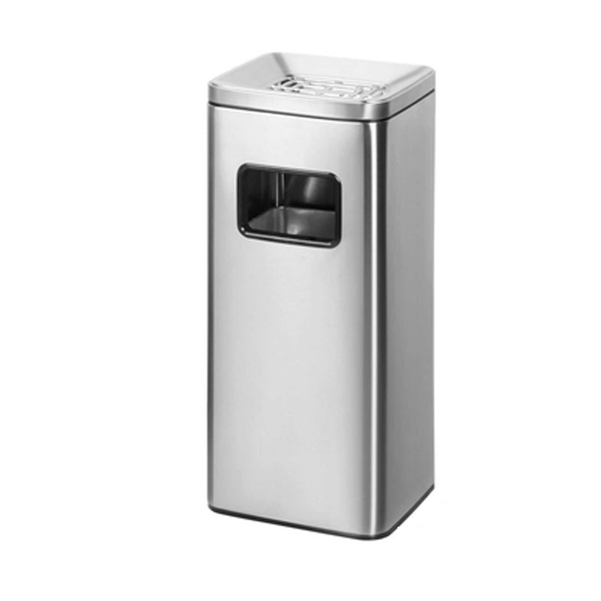 Bingjue 26.7x9.8x11.8 Inch Stainless Steel Trash Can with Lid - Heavy Duty Commercial Garbage Bin for Indoor & Outdoor Use - Silver Metal Waste Container for Kitchen, Office, Restaurant, and Bathroom