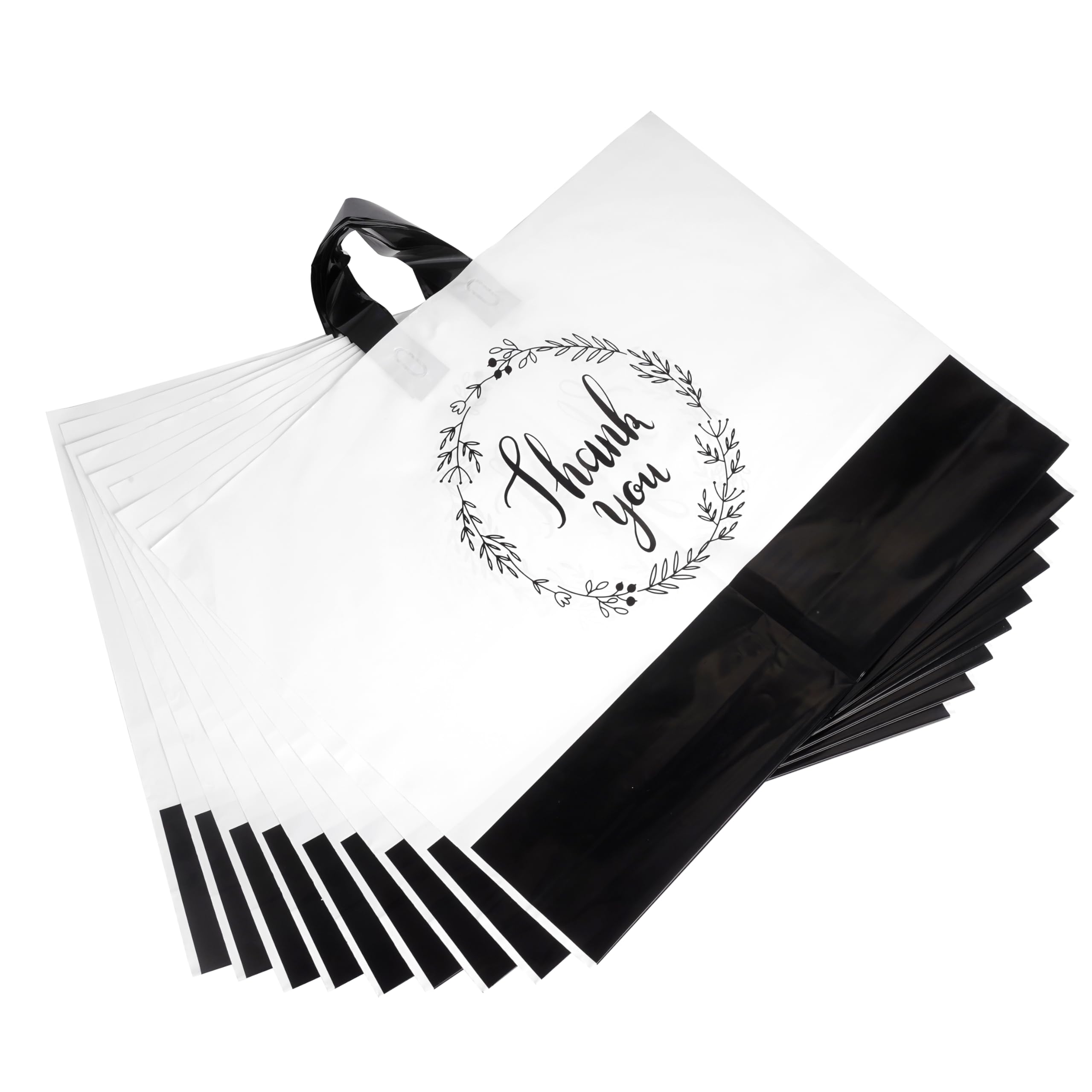 Thank You Bags with Handles - 60 Pack White Plastic Shopping Bags (19x15 Inches, 3 Mil) for Small Business, Retail & Boutique | Durable Gift Bags for Packaging, Party Favors & Customer Appreciation