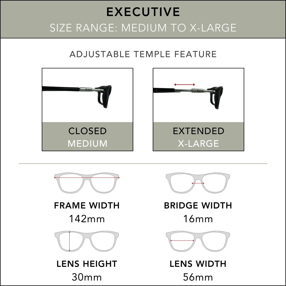 Clic Magnetic Reading Glasses for Men & Women - 3.00 Magnification Computer Glasses - Executive Style (Black, M-XL) - Perfect for Office Work, Reading & Screen Use