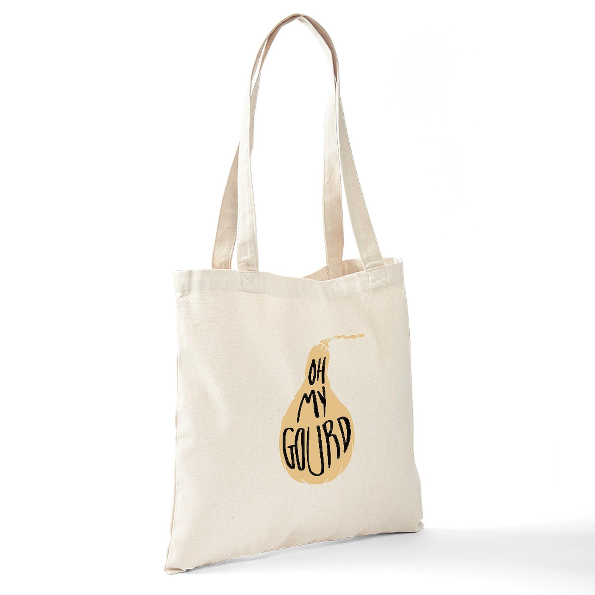 Eco-Friendly Oh My Gourd Natural Canvas Tote Bag - Reusable Grocery Shopping Bag for Farmers Market, Beach & Daily Use