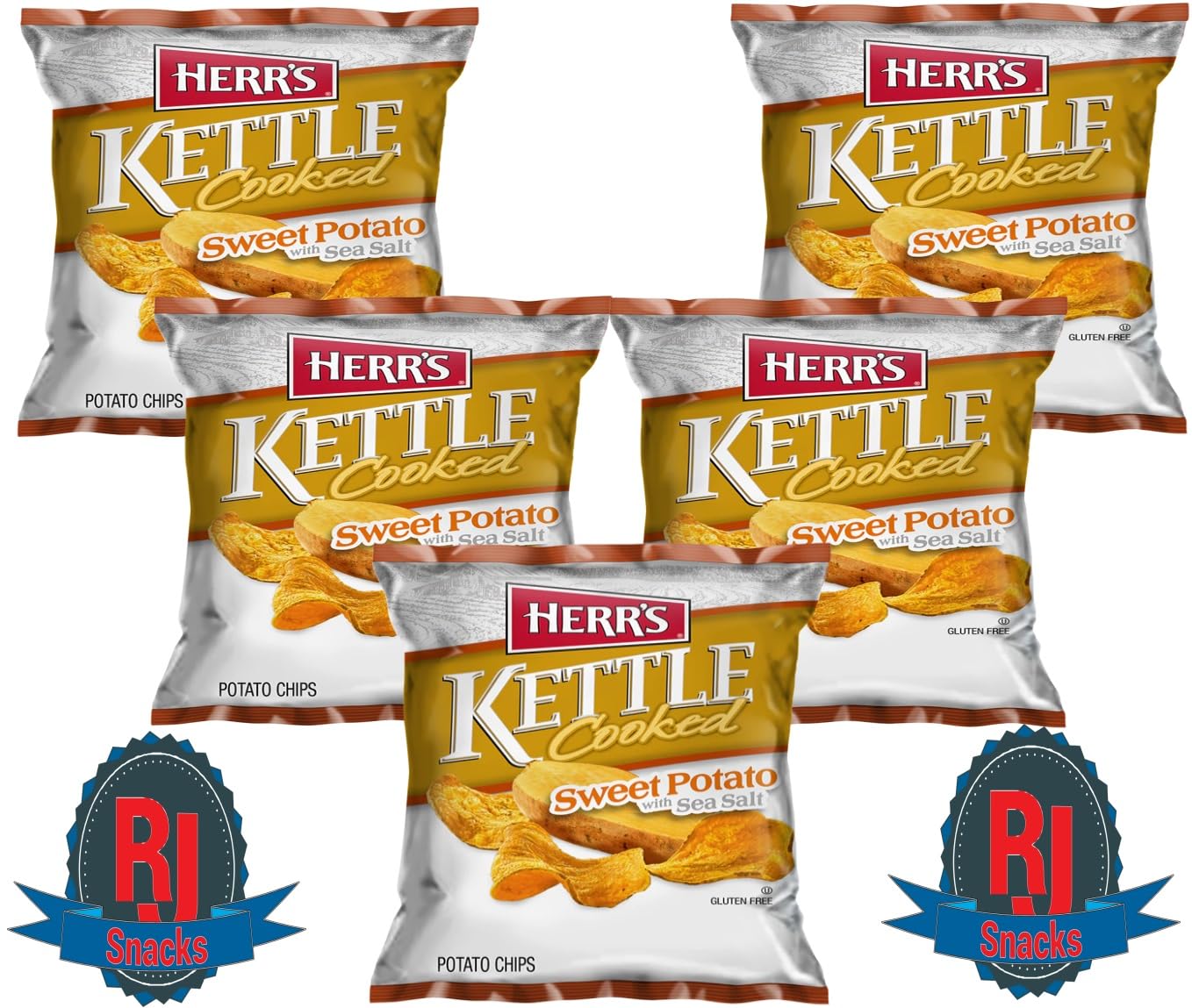 Herr's Kettle Cooked Sweet Potato Chips - Gluten Free Snacks, 2.5 Oz Pack (12 Count) - Crunchy & Healthy Value Pack for Parties, Lunch Boxes & On-the-Go Snacking