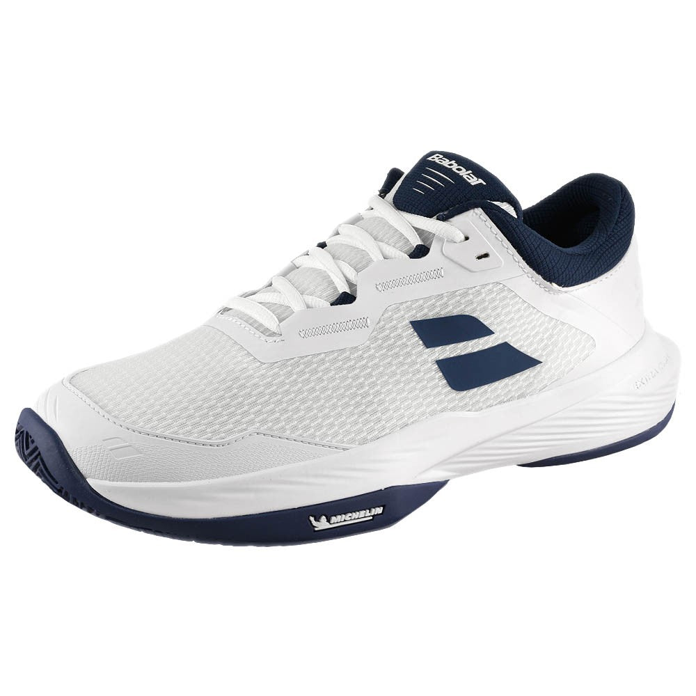 Babolat Men's SFX 4 Clay Court Tennis Shoes - White/Estate Blue | Lightweight & Durable for Clay Court Play | Perfect for Competitive Matches & Training