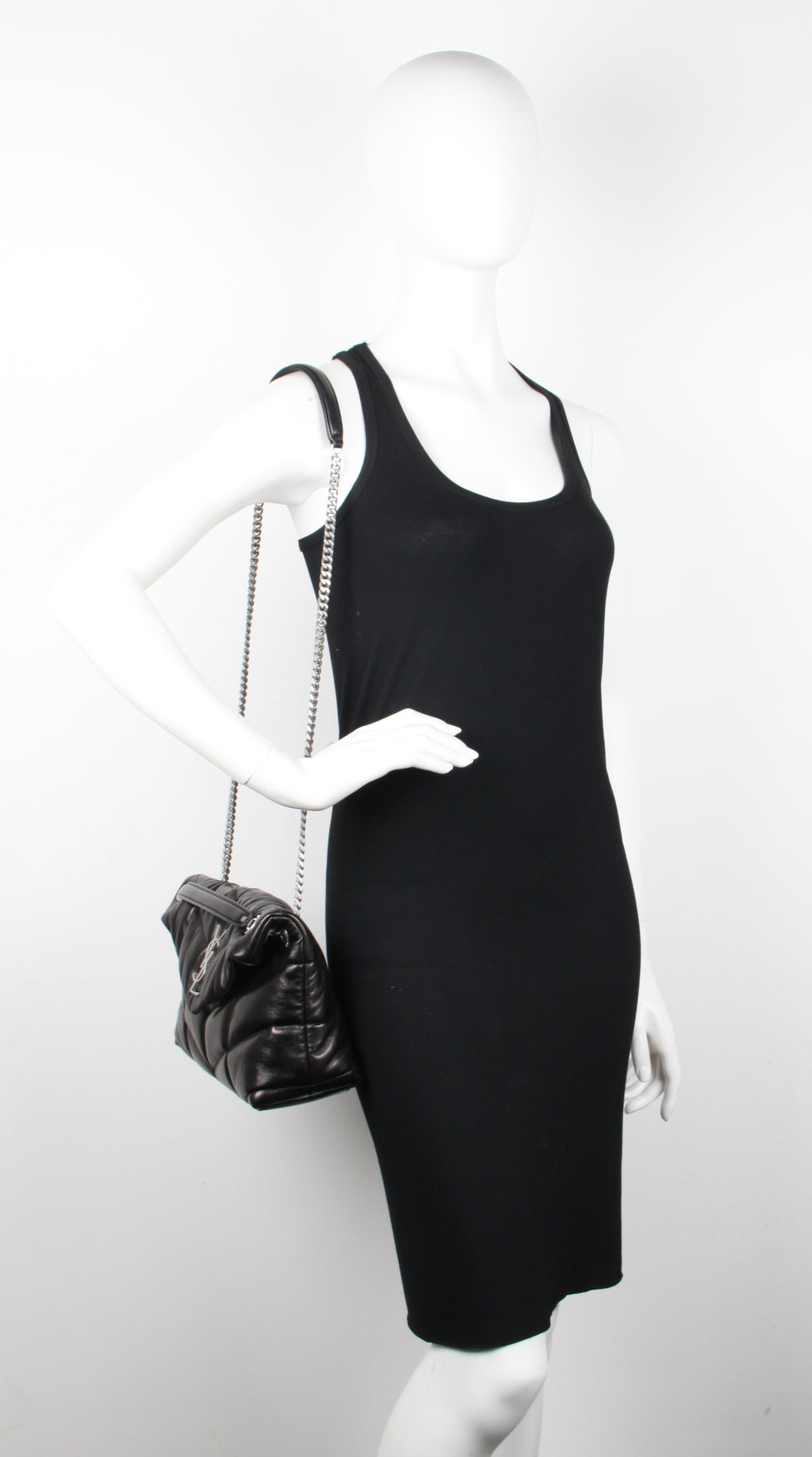 LouLou Puffer Small Crossbody Bag - Black/Nickel Hardware, Stylish & Compact for Everyday Use, Travel, and Night Out