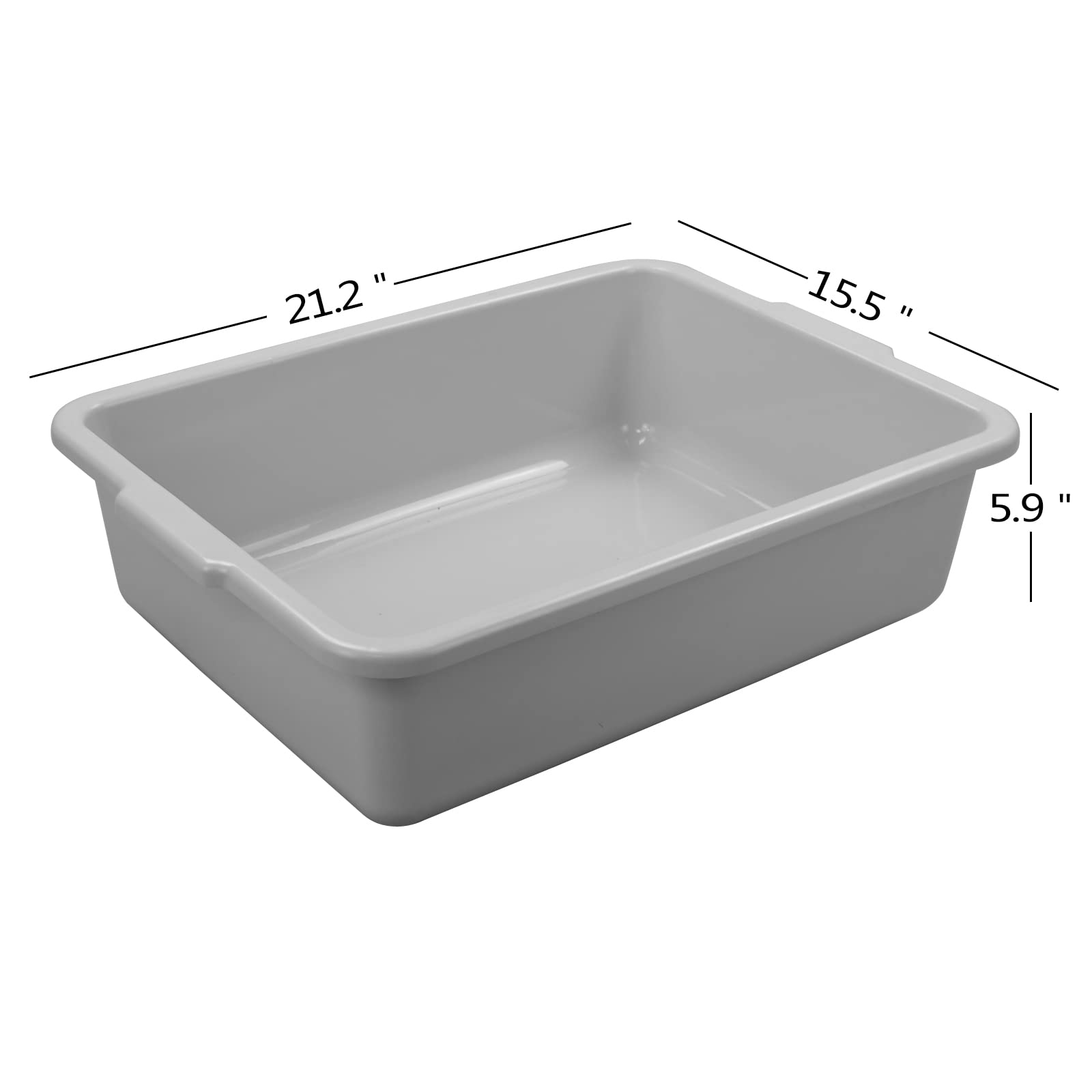 24L Plastic Commercial Bus Tubs - Heavy Duty Utility Bus Boxes 4 Pack for Restaurant, Catering & Food Service Storage