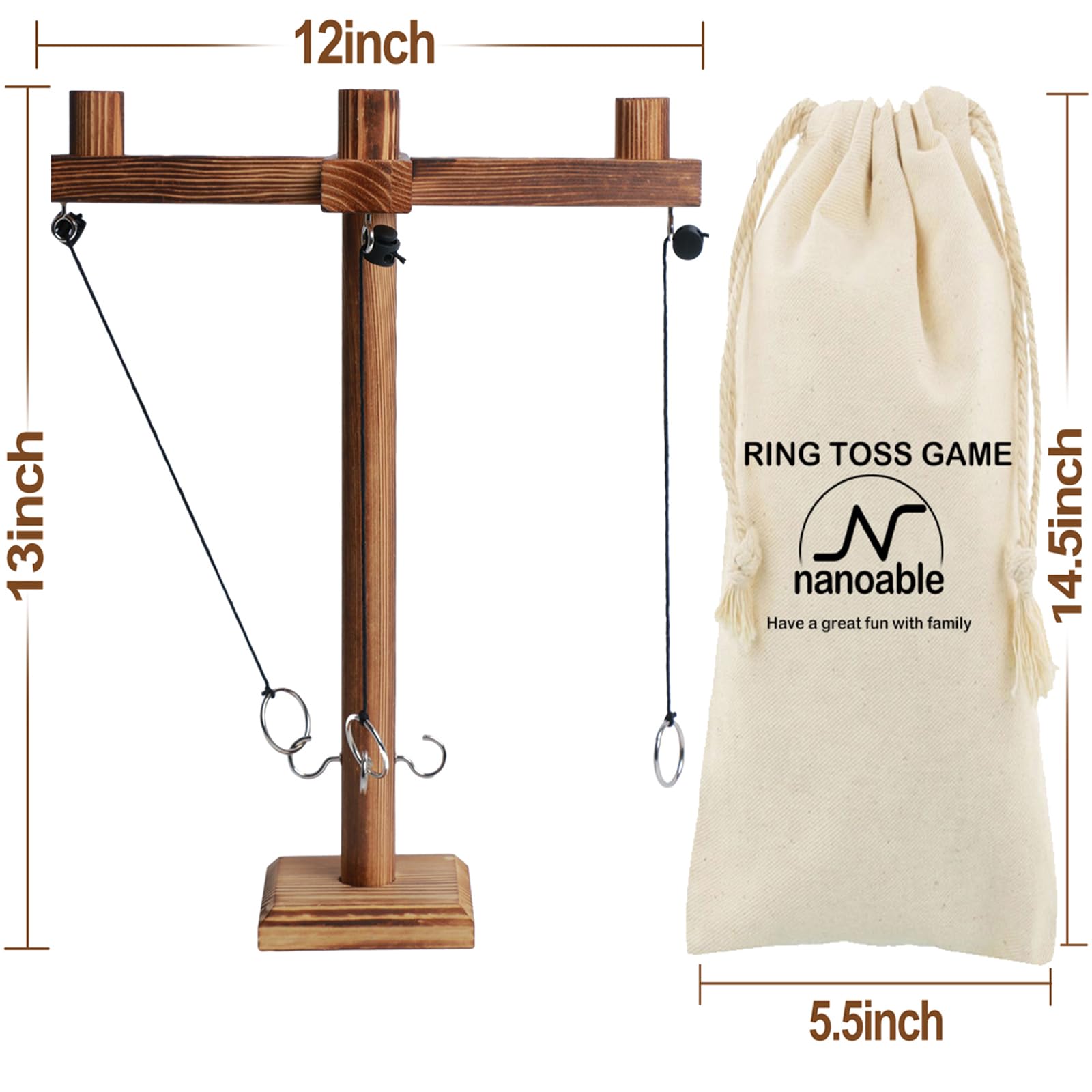 Premium Ring Toss Game Set for Adults - Fun Hook & Ring Outdoor/Indoor Party Game with Portable Carrying Bag - Perfect for Family Gatherings, Backyard BBQs, Beach Parties, Game Nights & Bar Entertainment