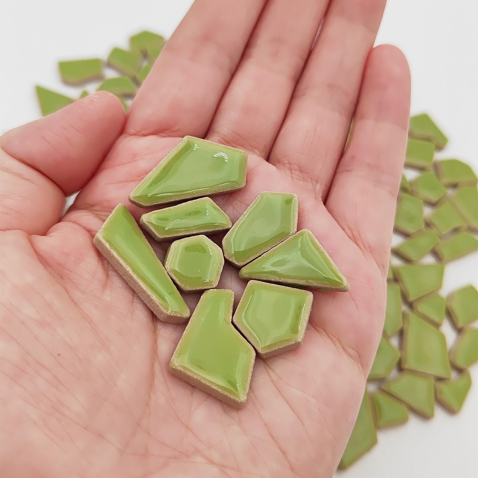 200g Light Green Ceramic Mosaic Tiles for DIY Crafts - 0.2