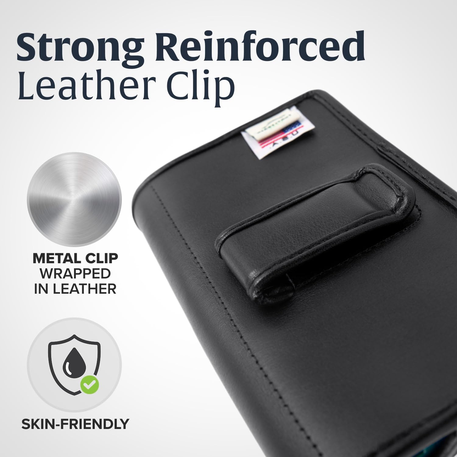 Premium Leather Phone Holster for iPhone 14/14 Pro/13/13 Pro/12/12 Pro - Black Belt Clip Pouch Compatible with Slim Cases | Durable Leather Phone Holder for Work, Hiking & Outdoor Activities