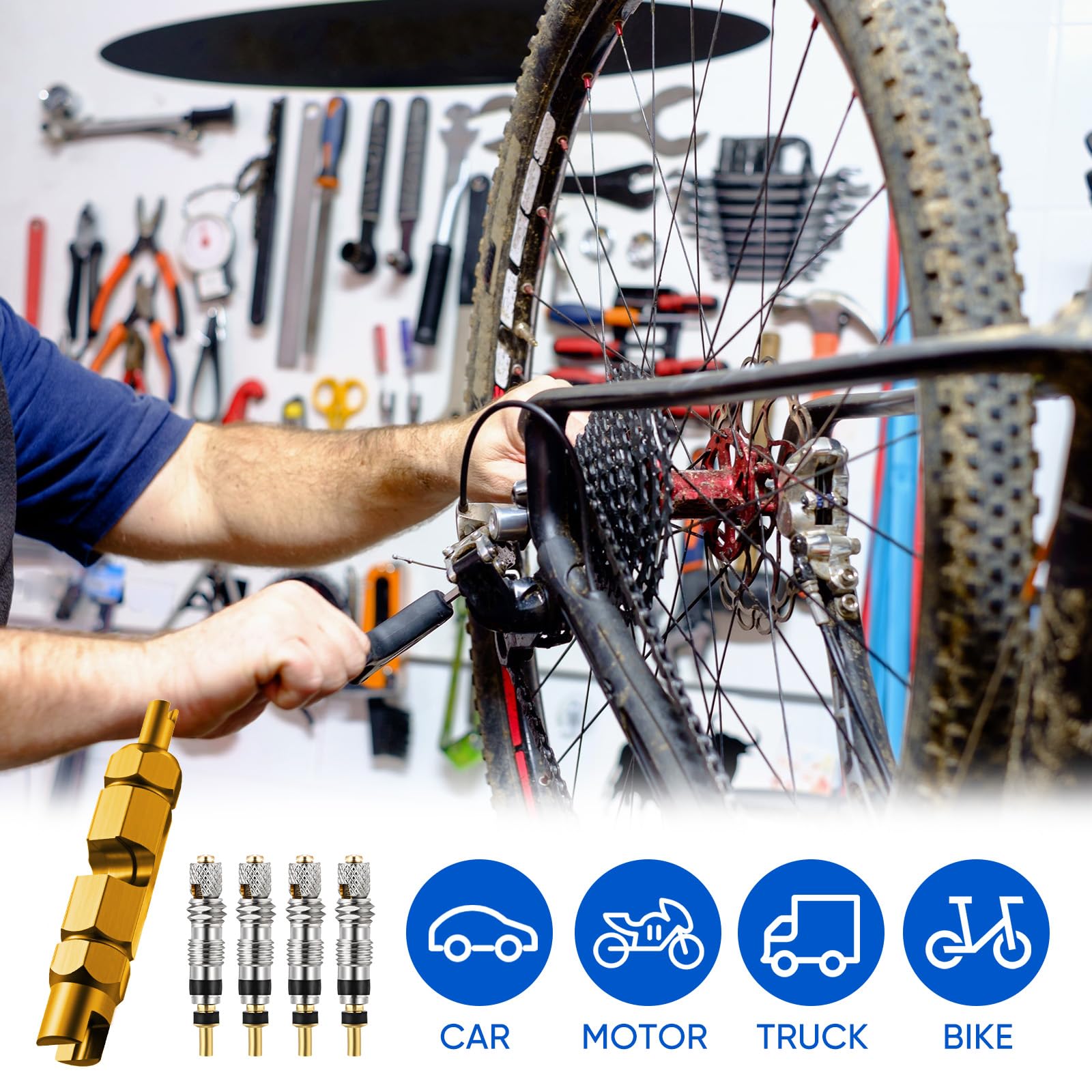 Frienda Valve Core Remover Tool Kit - Bicycle Tire Valve Tightener with 10 Brass Cores for Bike Repair & Maintenance | Perfect for Road Bikes, Mountain Bikes & BMX Tires