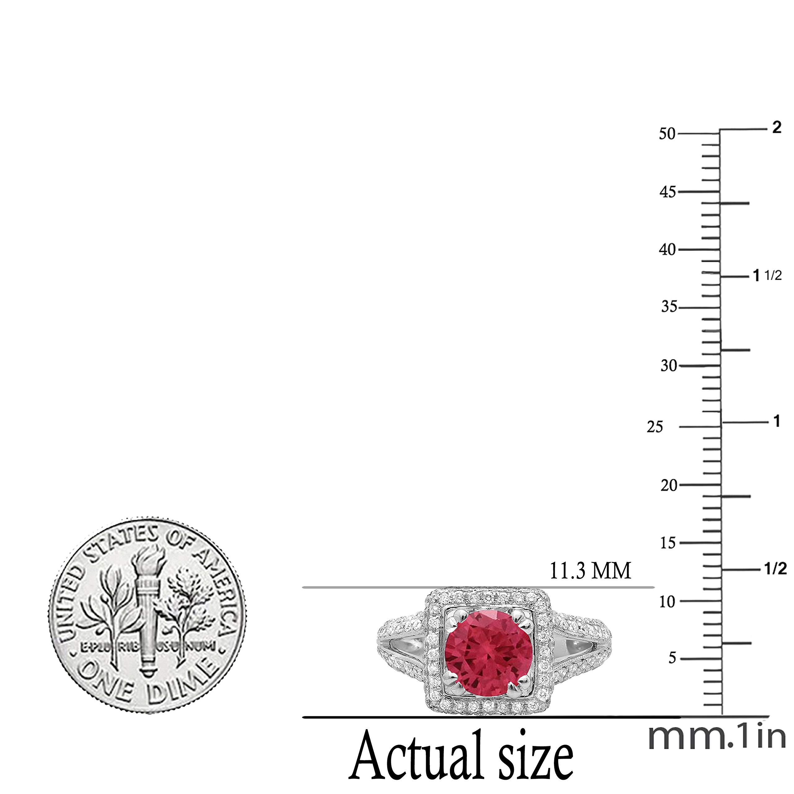 Dazzlingrock Collection 14K Solid White Gold Round Red Ruby & White Diamond Halo Engagement Ring for Women - Perfect for Bridal, Wedding, and Anniversary Gifts