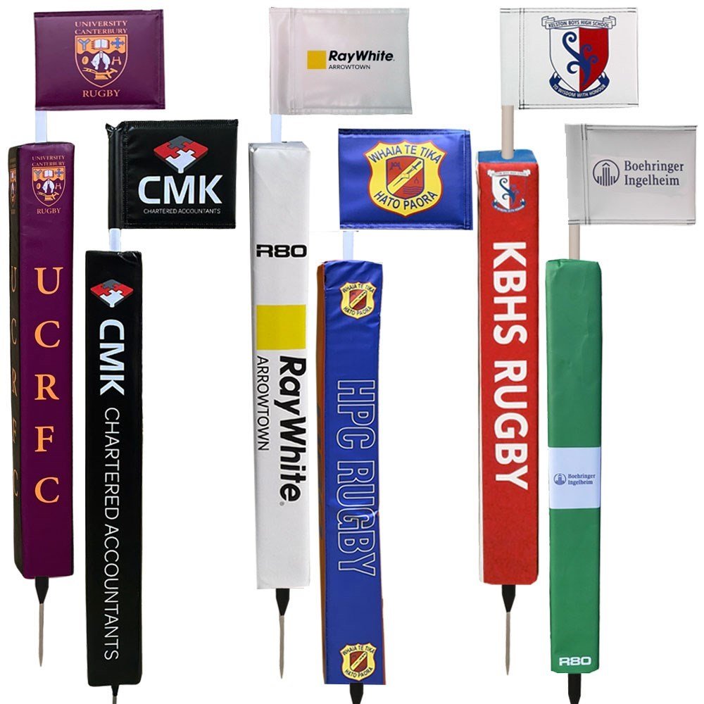 Touchline Pole with Printed Rigid Flag & Protector - Durable Soccer Referee Equipment for Field Marking & Game Management
