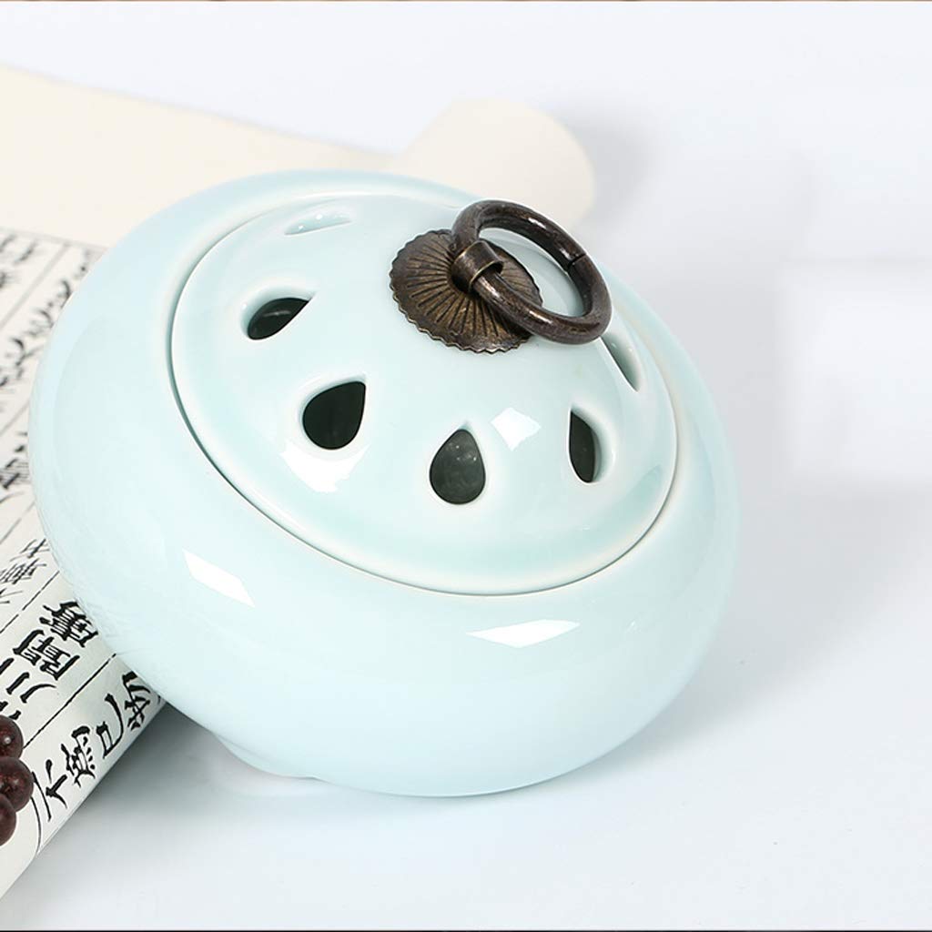 Metal Pull Tab Mosquito Incense Burner - Indoor Mosquito Coil & Incense Cone Holder - Durable Insect Repellent for Patio, Garden & Camping (Blue)