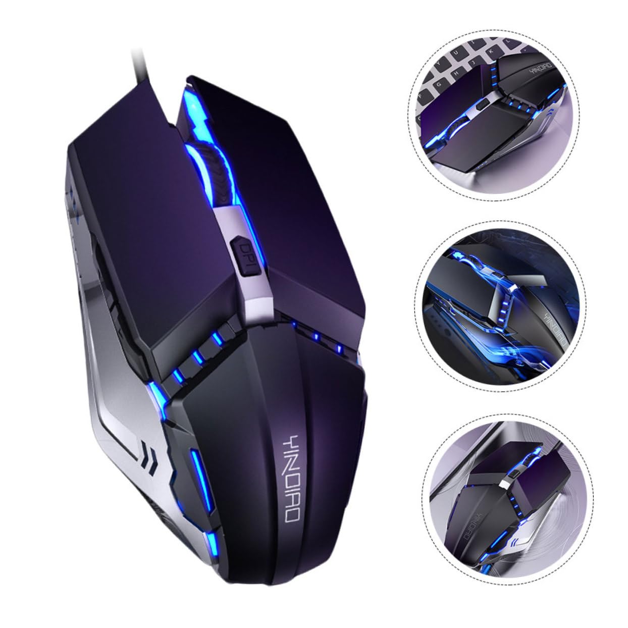 Yardenfun Wired Silent Mouse with Breathing Light - 7 DPI Adjustable USB Computer Mouse for Laptop, PC, Gaming & Office Use