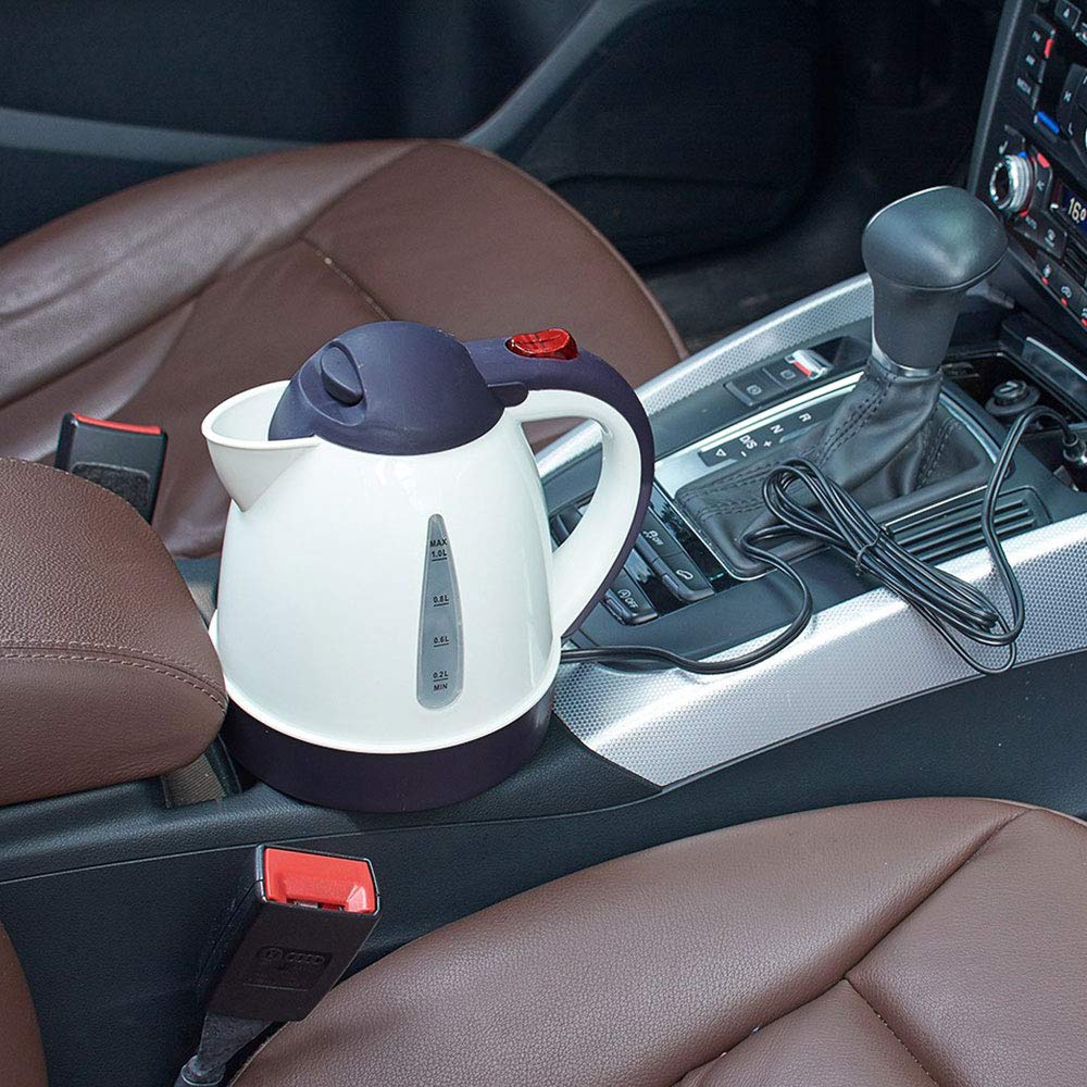 12V Car Electric Kettle - Portable Travel Kettle for Road Trips with Auto Shut Off - Heats Water Fast for Tea, Coffee & Instant Meals - Perfect for Camping, Office & Long Drives