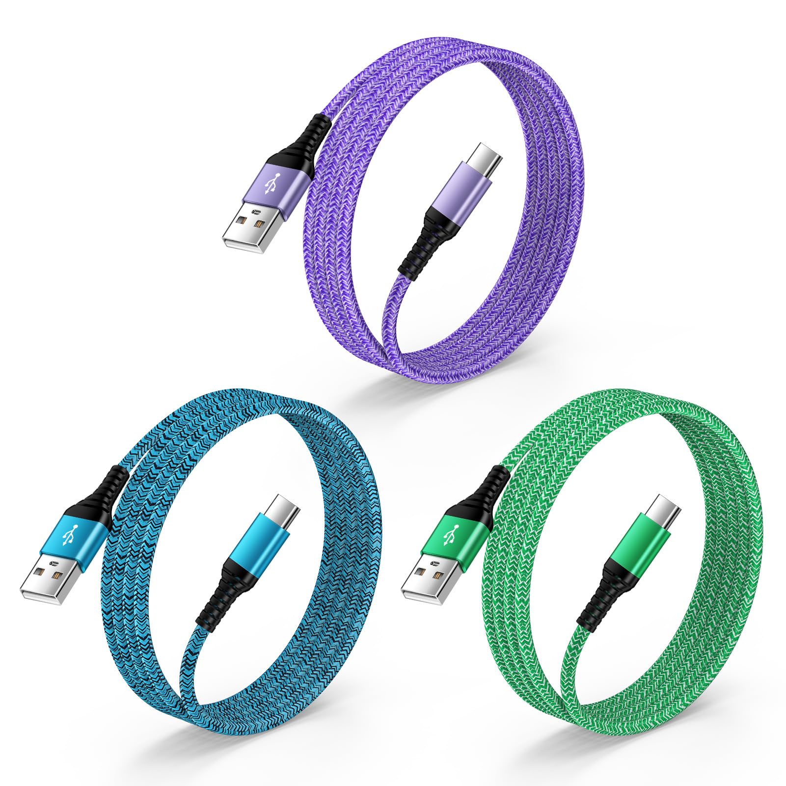 3-Pack 6FT USB C to USB C Fast Charging Cable - Durable Braided Type C Charger Cord for iPhone 16/15 Pro Max, Samsung Galaxy S25/S24 Ultra/S23/S22/S21 & More - Perfect for Home, Office & Travel Charging