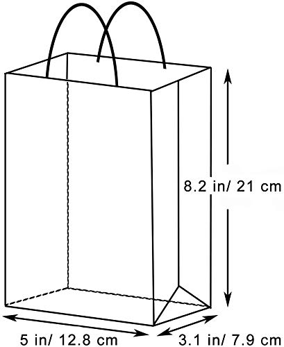 AZOWA Small Kraft Paper Gift Bags with Handles - 5 x 3.1 x 8.2 Inches, Orange, Pack of 50 - Perfect for Party Favors, Wedding Gifts, Birthday Presents & Retail Packaging