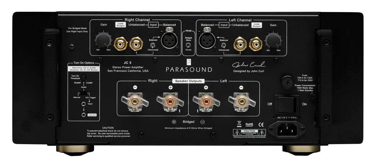 Parasound JC5 High-Performance Stereo Power Amplifier - Premium Audio for Home Theater & Hi-Fi Systems