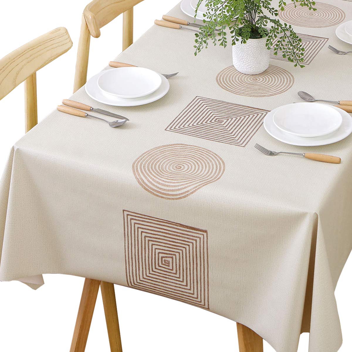 Chizoya Heavy Duty Vinyl Tablecloth - 54x84 Inch Wipe Clean PVC Table Cover for Rectangle Kitchen & Dining Tables (Geometric Pattern) - Perfect for Parties, Daily Use & Outdoor Dining