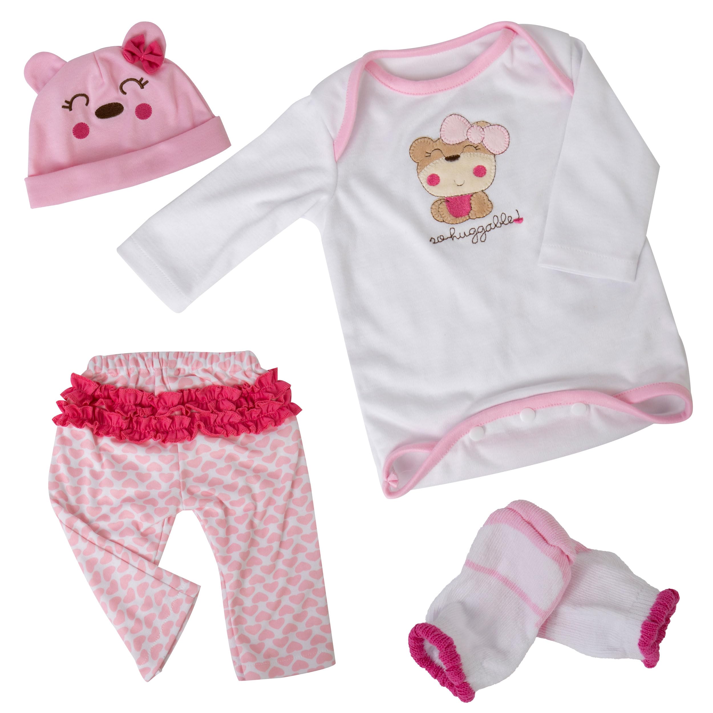 Realistic Reborn Baby Doll Clothes - Adorable Bear Pattern Outfits for 17-22 Inch Newborn Dolls | Perfect for Doll Collectors, Photography Props & Gift Giving