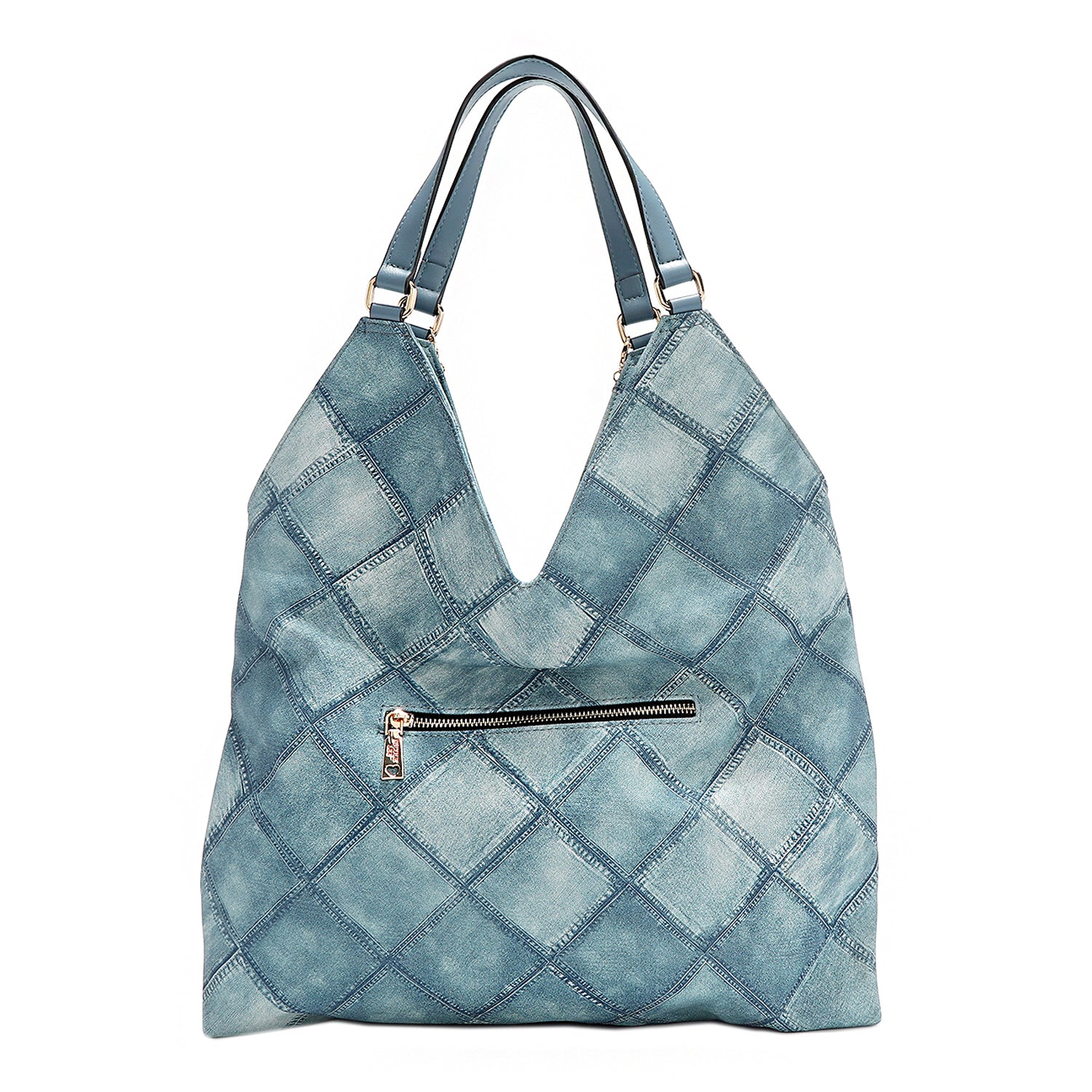 Blue Flower Large Shoulder Bag for Women - Stylish Crossbody Purse with Adjustable Strap, Perfect for Work, Travel & Everyday Use