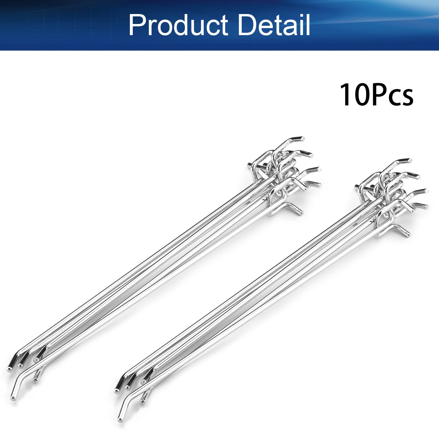 10 Pack 10-Inch Iron Pegboard Hooks for 1/8