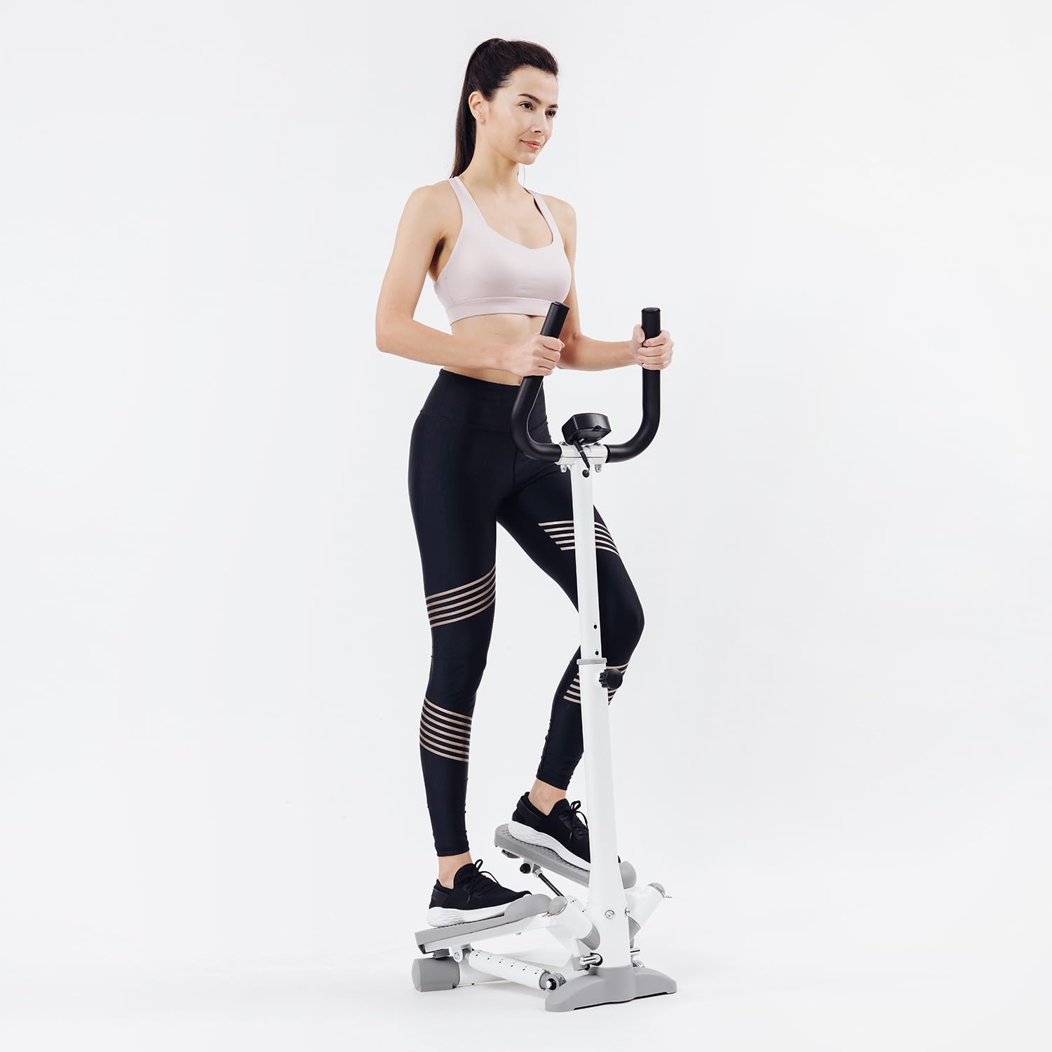 POWER ABS™ Mini Stepper - V-Shaped Twist Stepper with Handlebar & Resistance Bands for Home Workout | Portable Stair Climber Exercise Machine for Cardio, Leg & Core Training | Perfect for Small Spaces & Office Fitness
