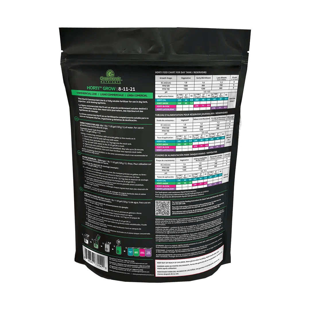 Green Planet HortiGrow (8-11-21) Premium Liquid Plant Food - Organic Fertilizer for Indoor & Outdoor Plants, Flowers & Vegetables - Perfect for Hydroponics, Gardening & Home Plant Care