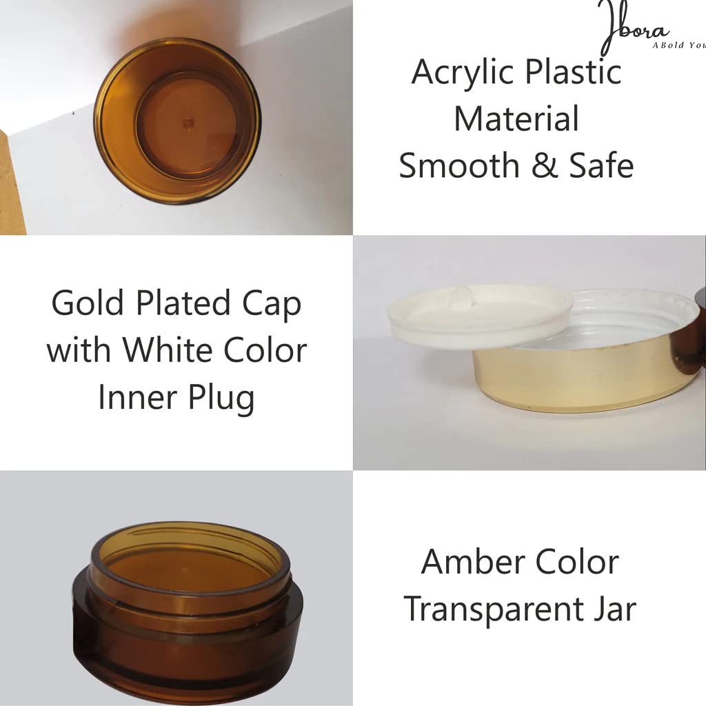 BPA-Free Acrylic Cosmetic Jars with Golden Lid - 50g Leak-Proof Airtight Containers for Creams, Gels, Body Scrubs, Lip Balms & Makeup (Pack of 5) - Perfect for DIY Beauty Products, Travel & Salon Storage