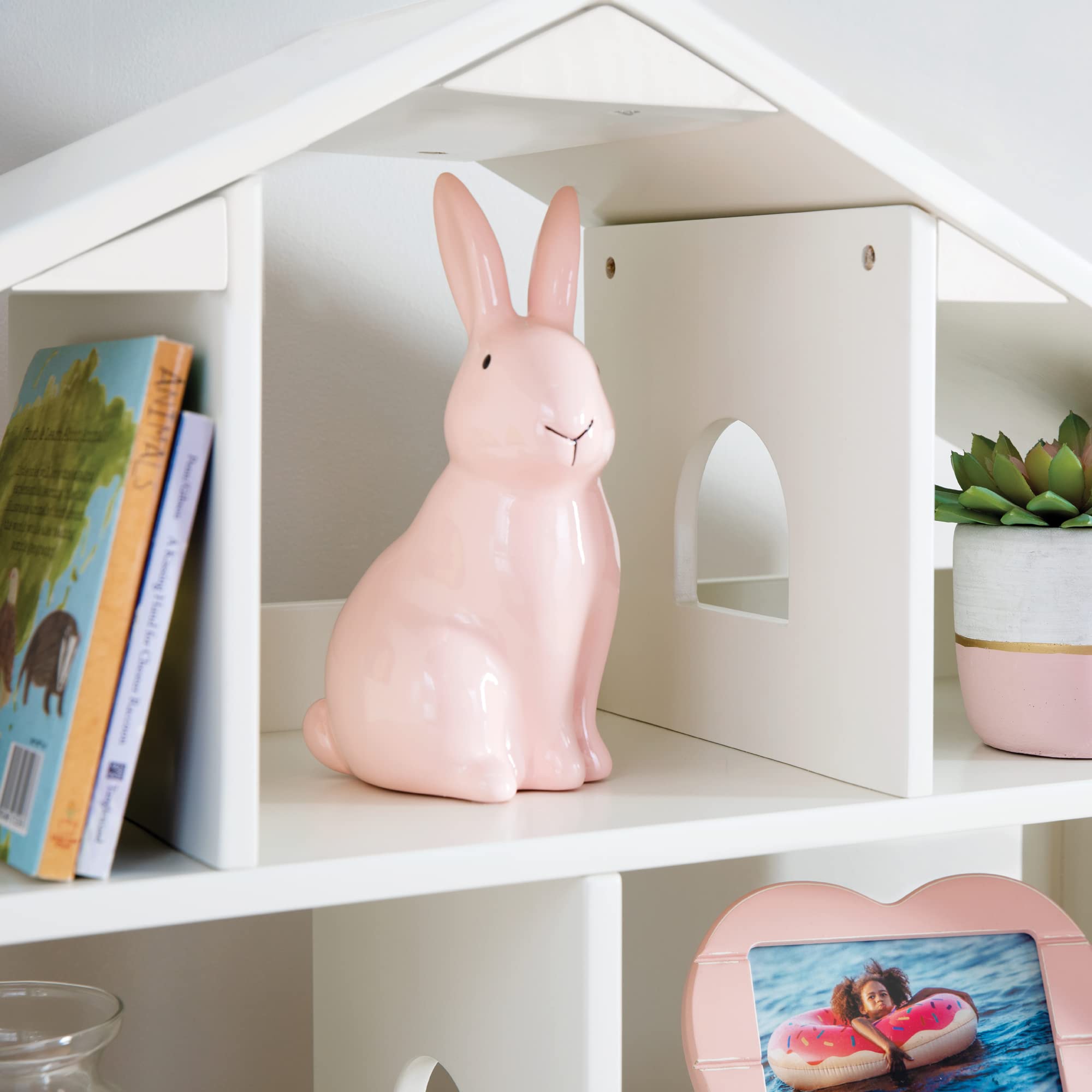 Martha Stewart Kids Jr. Dollhouse Bookcase - Creamy White Wooden Organizer with 2 Storage Shelves for Books, Toys & School Supplies | Perfect for Kids Bedroom, Playroom & Nursery Decor (Ages 3-8)