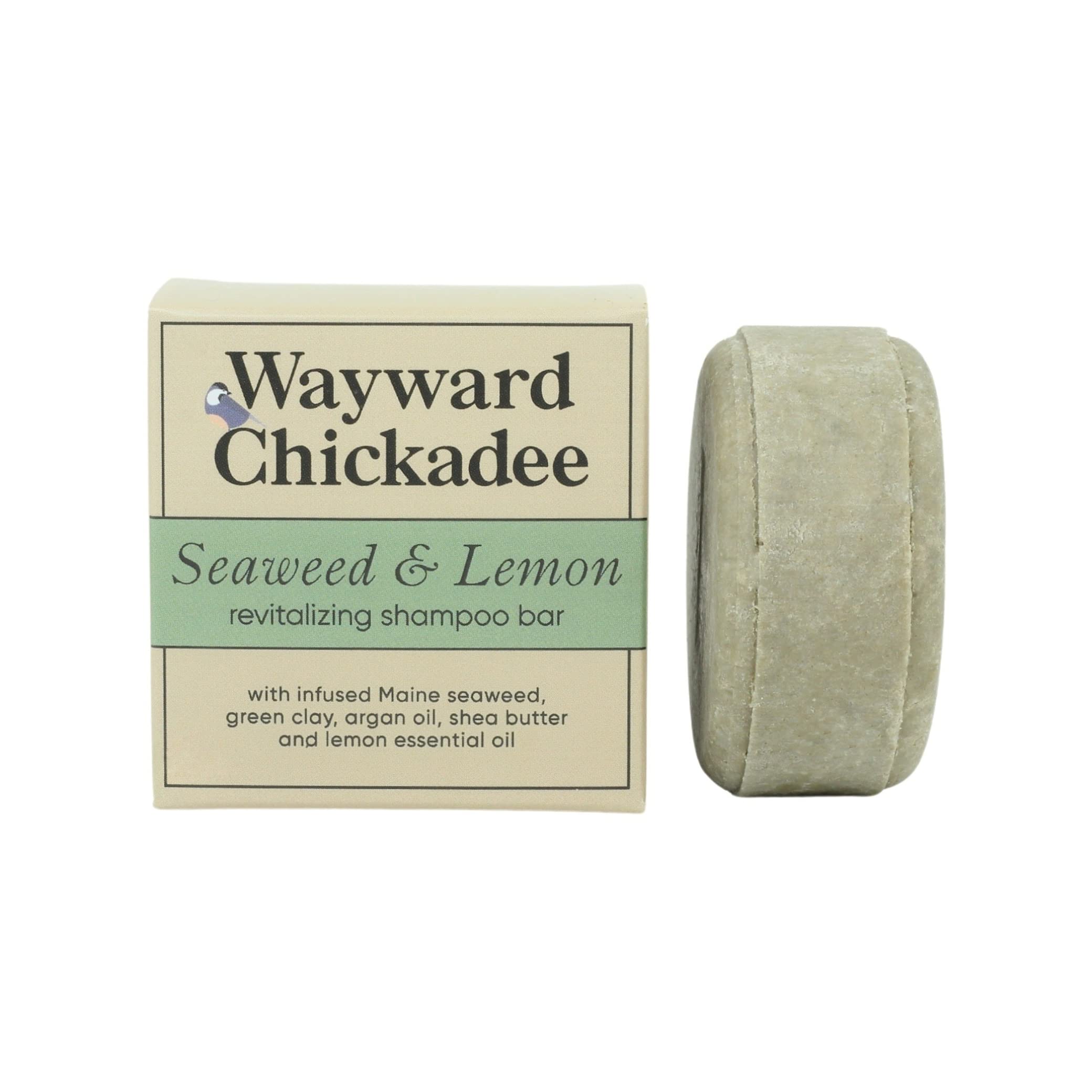Seaweed & Lemon Revitalizing Solid Shampoo Bar - Sulfate-Free, Vegan, pH Balanced for Healthy Hair - Zero Waste Shampoo for Travel & Eco-Friendly Bathroom - 2.5oz (80 Washes)