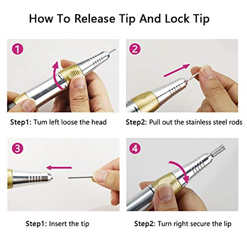 Electric Nail Drill Replacement Handle - Professional Manicure & Pedicure Tool for Acrylic & Gel Nails - Pink Handpiece for Nail Polishing, Shaping & Grinding - Perfect for Home & Salon Use