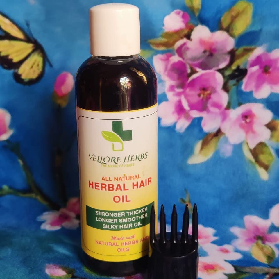 VELLORE HERBS Herbal Hair Oil for Hair Growth & Scalp Care - Natural Ayurvedic Treatment for Dry, Damaged Hair - Perfect for Daily Use & Hair Spa