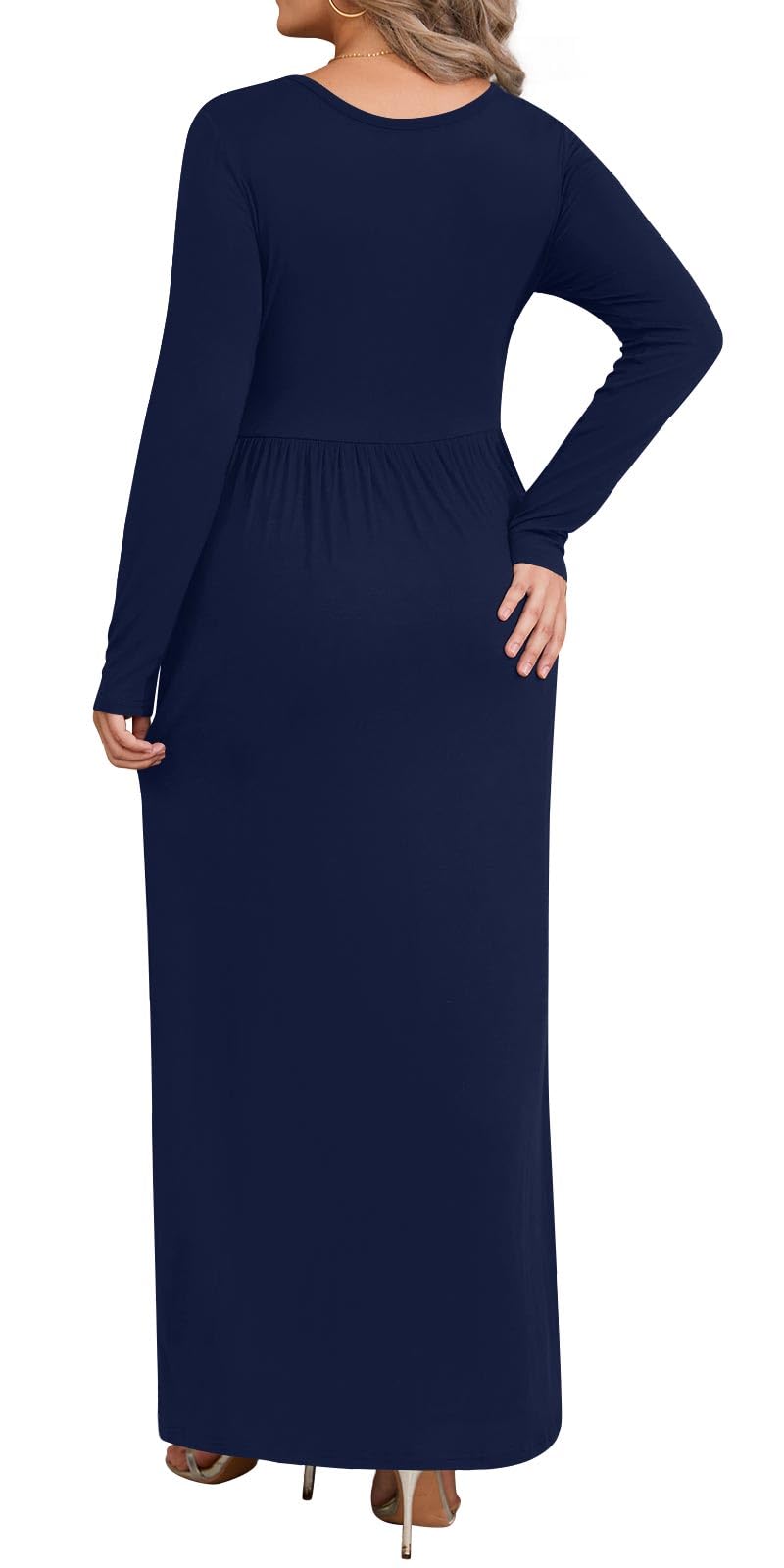BISHUIGE Women's Plus Size Long Sleeve Maxi Dresses with Pockets - Casual XL-6XL Flowy Dress for Everyday Wear, Travel & Special Occasions