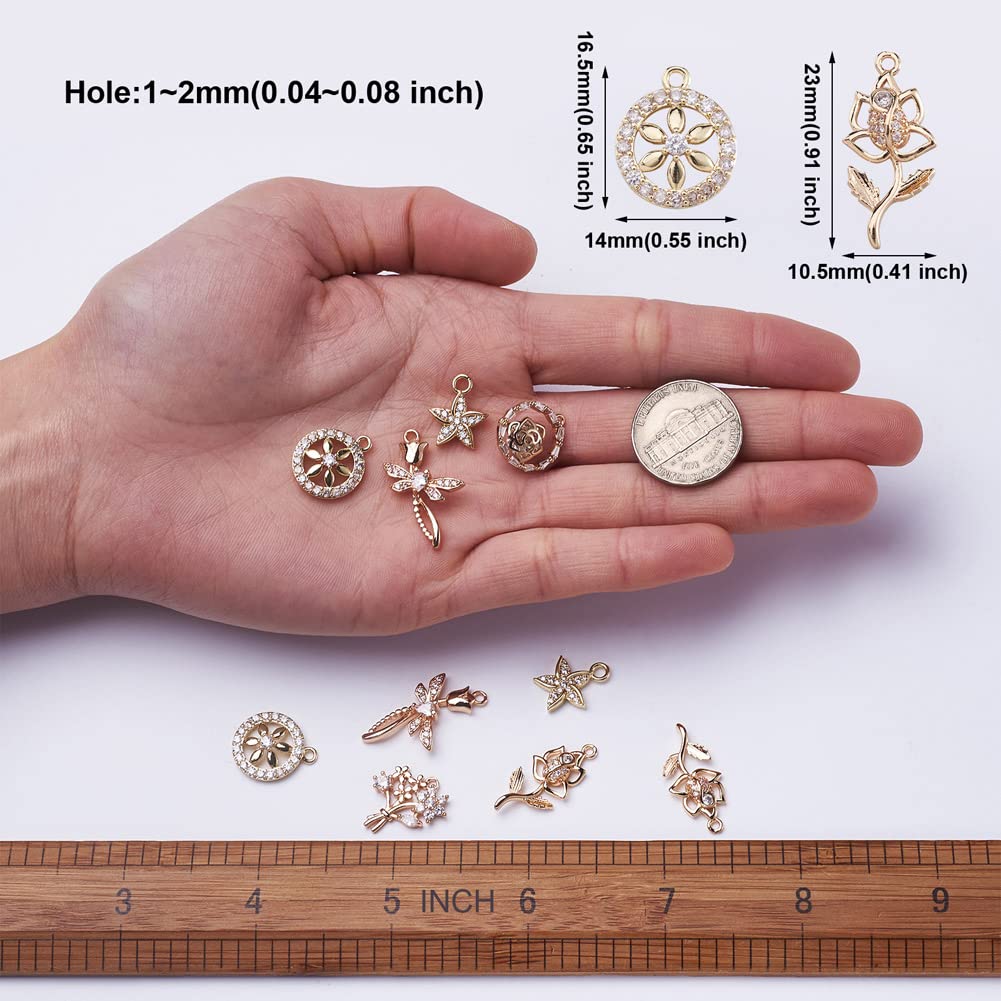 Pandahall Micro Pave Clear Cubic Zirconia Brass Gold Plated Charms - Jewelry Making Supplies for Bracelets, Earrings & Necklaces - DIY Women's Fashion Accessories (Perfect for Gift Giving, Party Wear & Handmade Crafts)