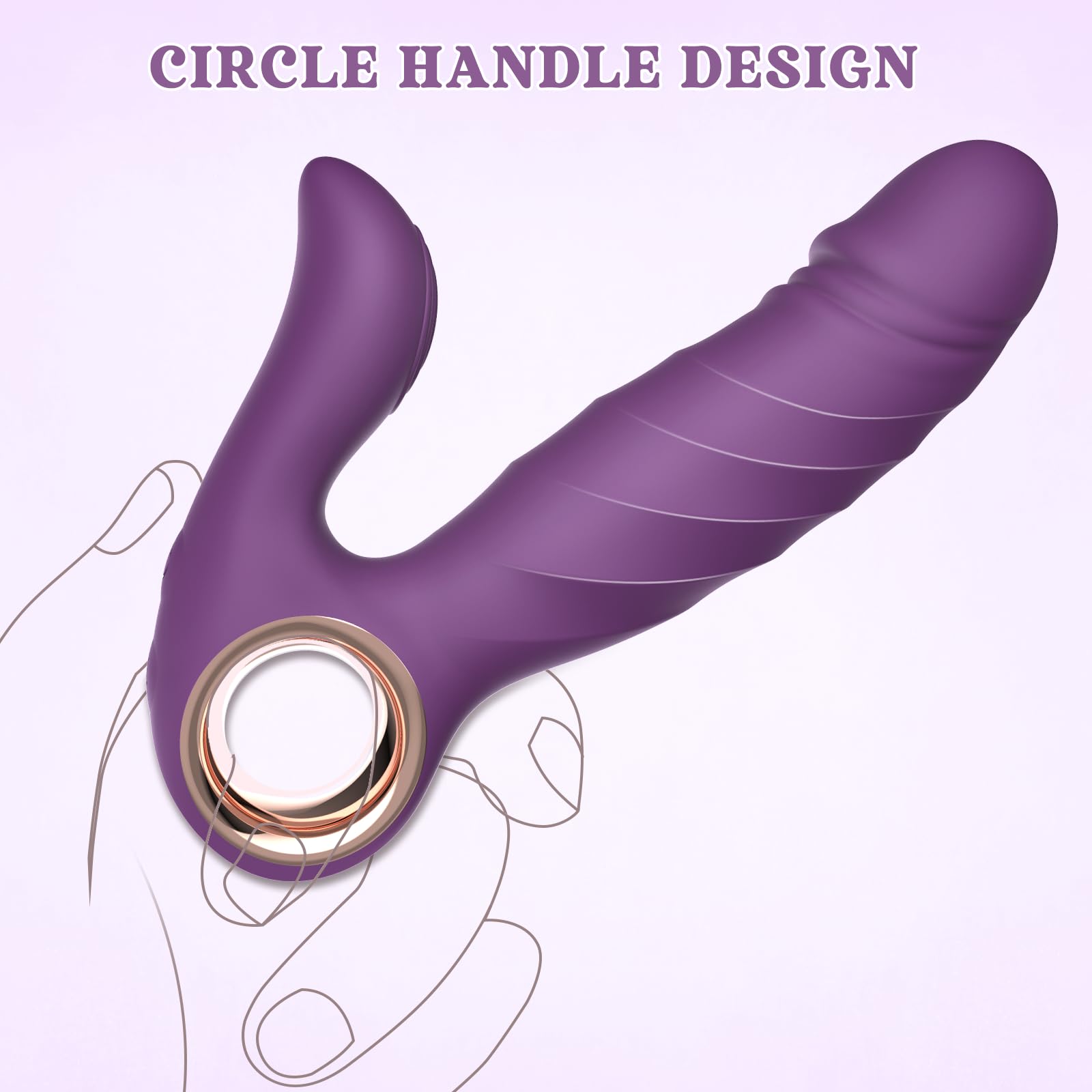 Powerful Dual Motor Thrusting Dildo Vibrator - 10 Vibration Modes & 5 Thrusting Speeds for Women's Pleasure, Wearable G-Spot Stimulator with Remote Control - Perfect for Couples Play, Solo Exploration and Spicing Up Your Bedroom (Purple)