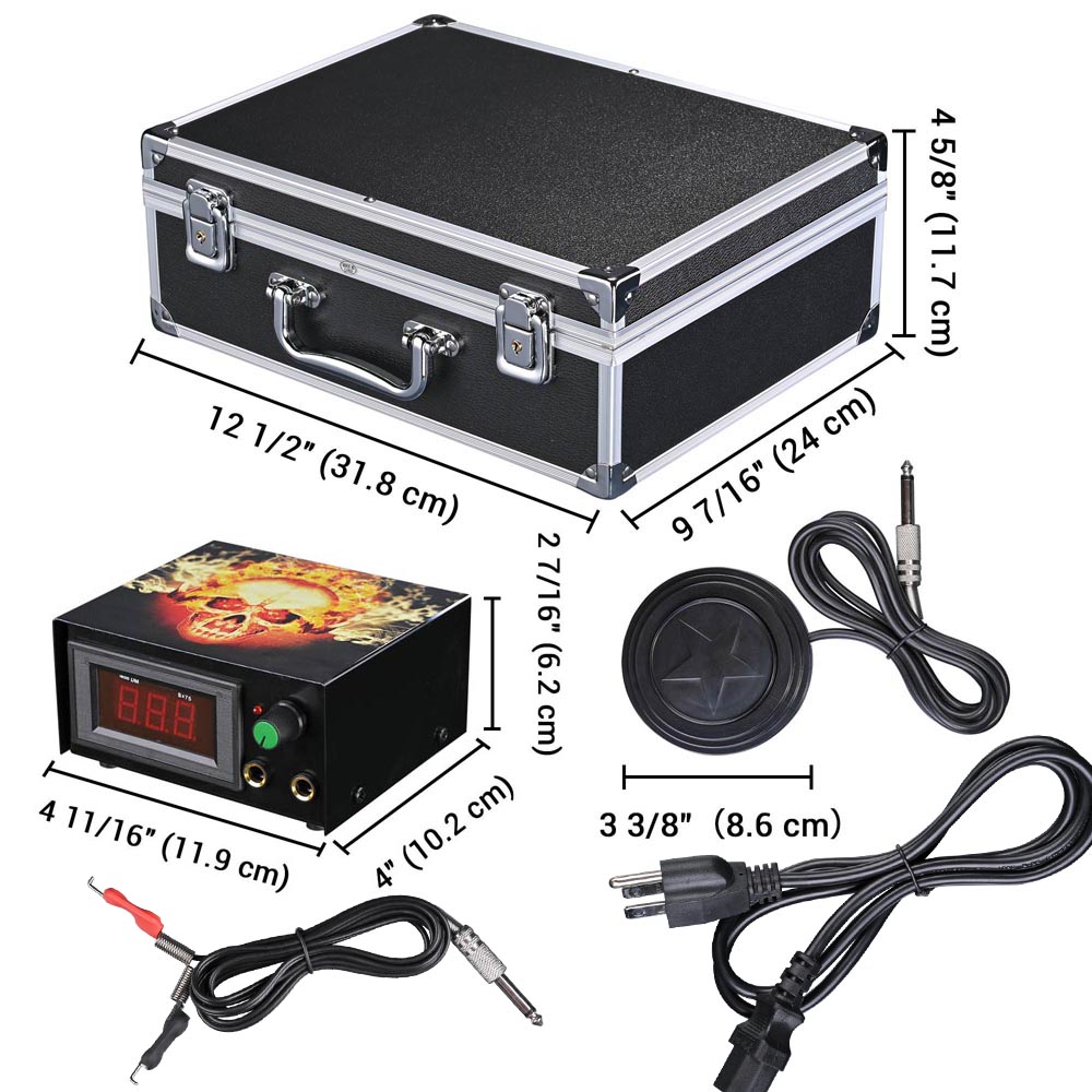 Professional Tattoo Kit with 2 Machines, LCD Power Supply & 54 Color Inks - Complete Starter Set with Carrying Case - Perfect for Home Tattoo Artists & Beginners