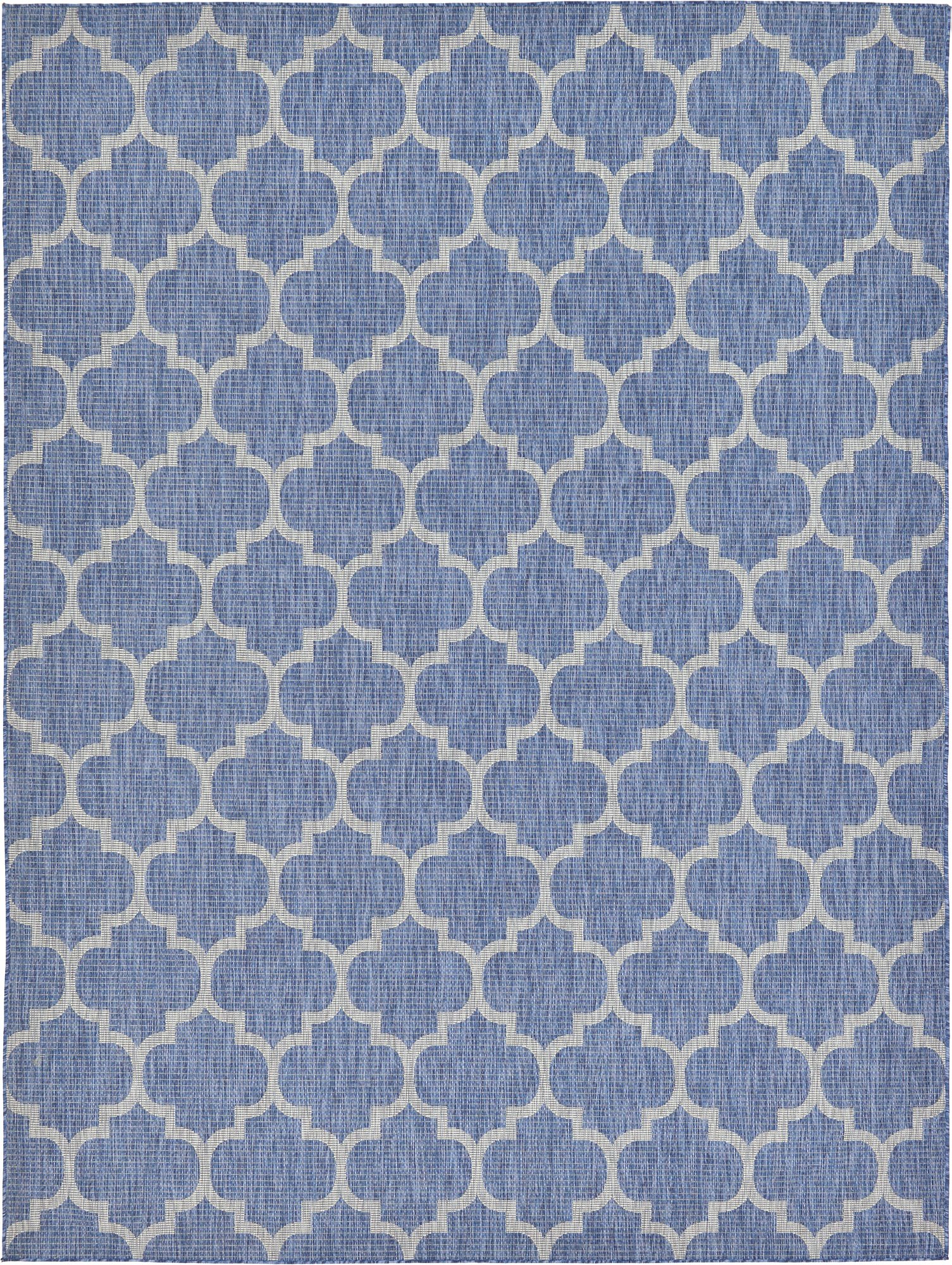 Unique Loom Outdoor Trellis Collection Area Rug 9' x 12' Rectangle - Navy Blue & Ivory - Weather-Resistant Patio Rug for Garden, Deck, Poolside & Outdoor Living Spaces