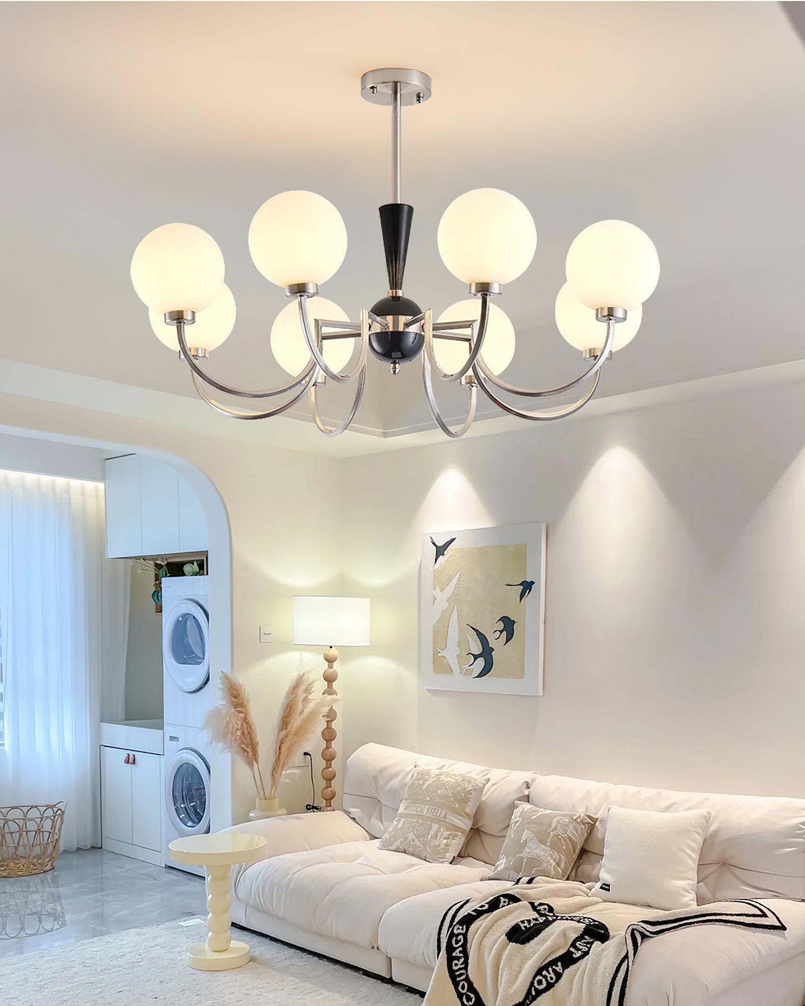 Alana Globe Chandelier - Modern Crystal Glass Ceiling Light Fixture for Dining Room, Bedroom & Living Room | Elegant Home Decor Lighting for Wedding, Restaurant & Office