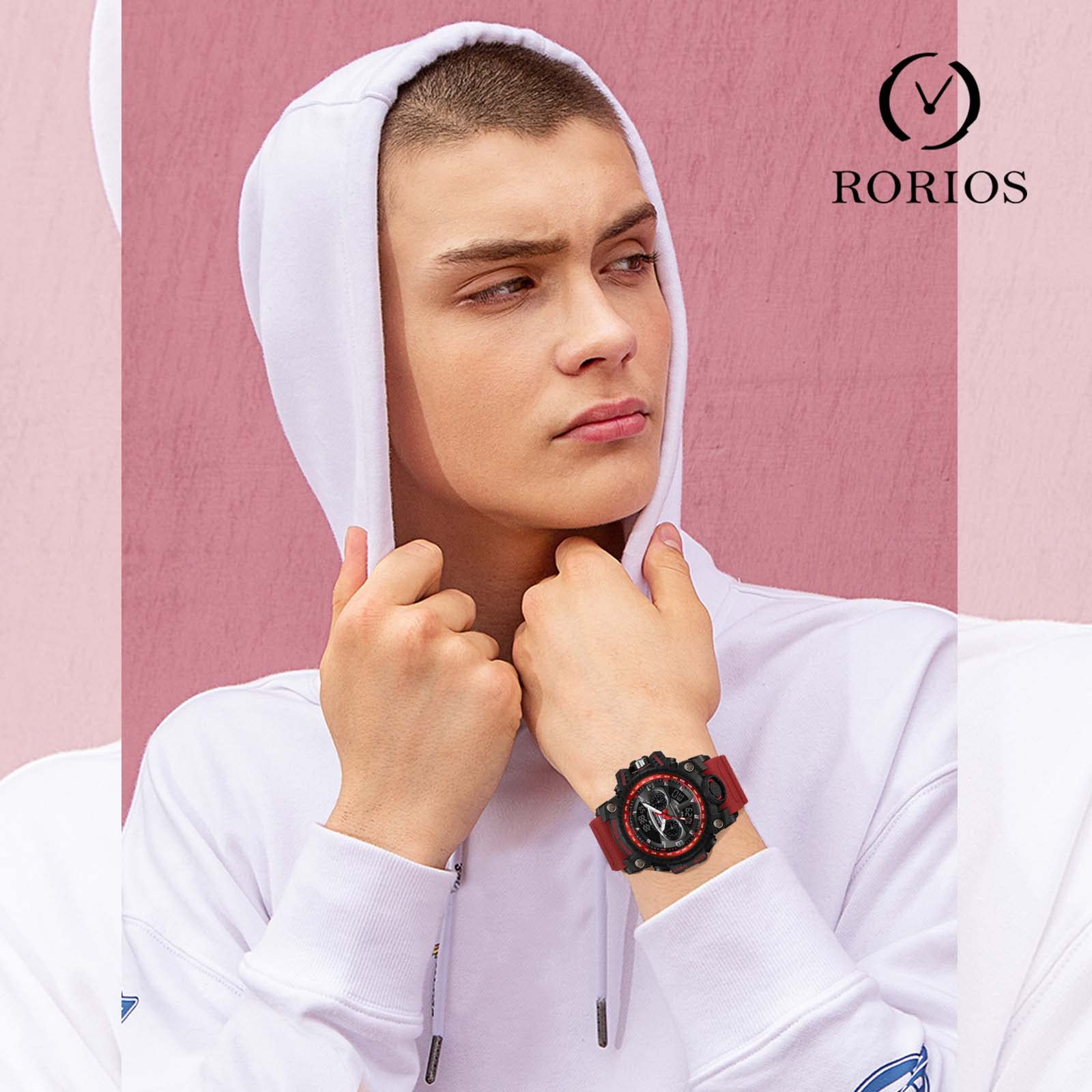 RORIOS Men's Sports Watch - Digital Military Watch with Alarm, Luminous Display, Waterproof for Outdoor, Running, Hiking & Casual Wear