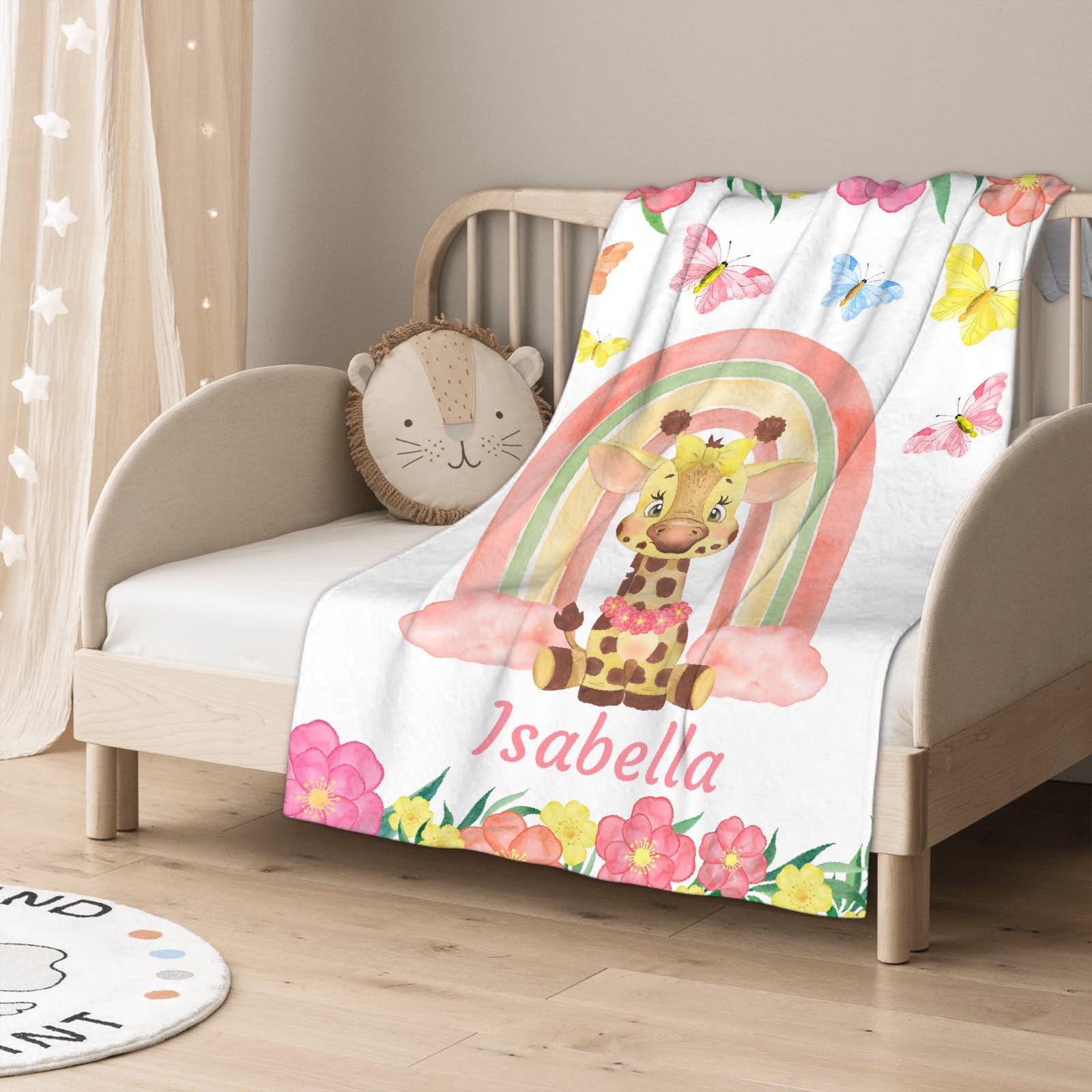 Personalized Baby Blankets for Girls & Boys - Custom Name Embroidered Fleece Blanket - Soft Cozy Deer Print Throw for Newborns - Perfect Baby Shower Gift & Nursery Essential (XL Size) - Great for Cuddling, Swaddling & Family Photo Props