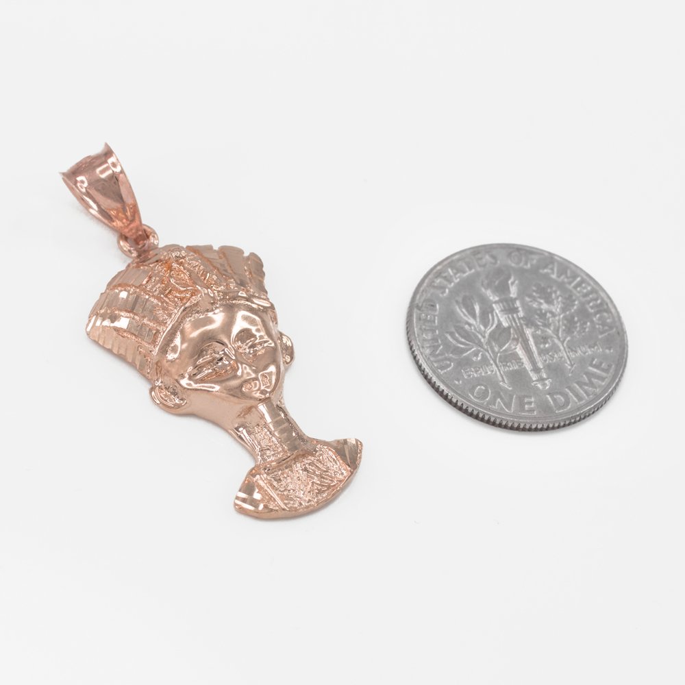 10k Rose Gold Queen Nefertiti Pendant Necklace for Women - Elegant Egyptian Jewelry Gift for Her - Perfect for Weddings, Anniversaries & Special Occasions