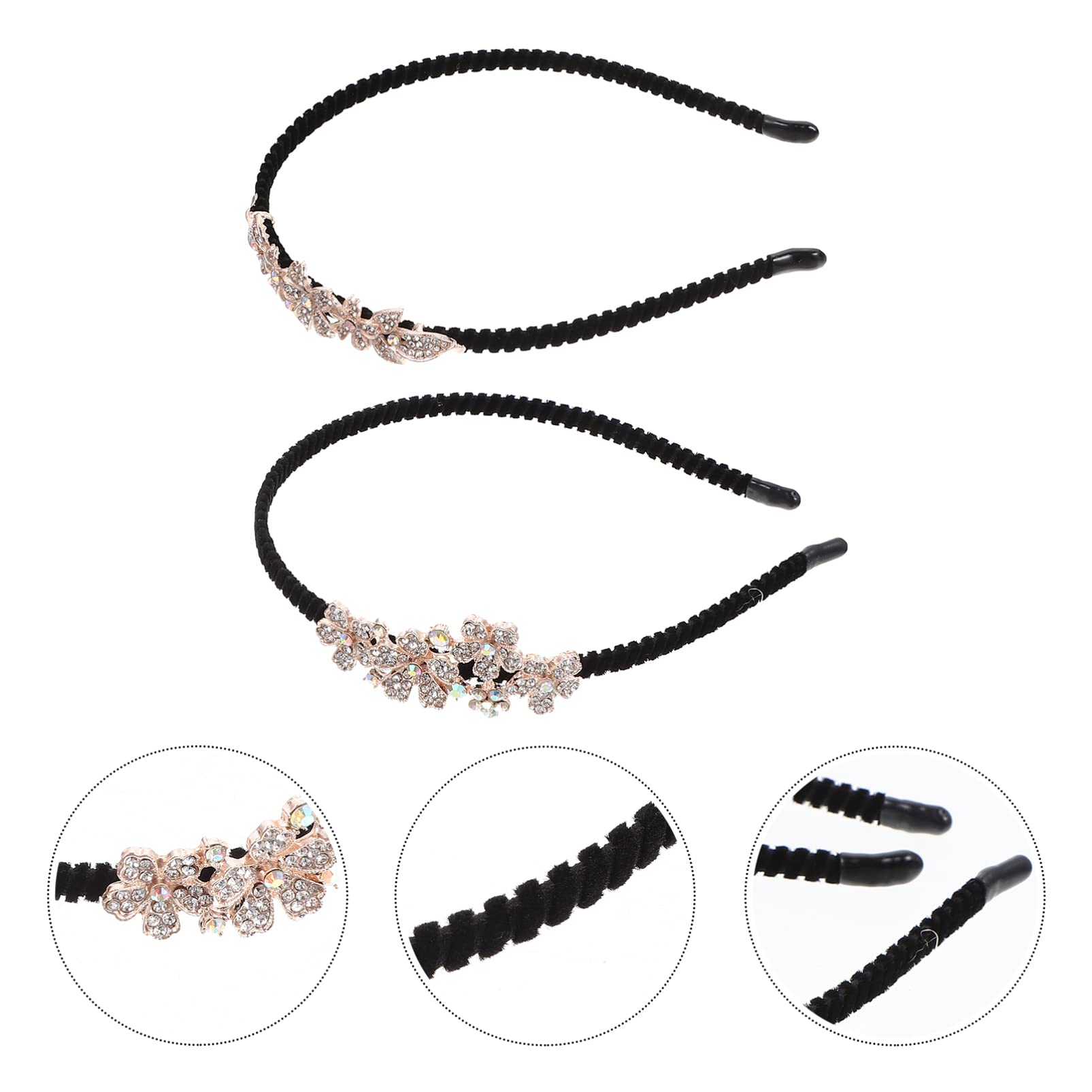 Beaupretty 4 Pack Rhinestone Flower Headbands for Women - Crystal Bridal Hair Accessories with Teeth Comb, Beaded Alloy Hair Bands for Wedding, Prom, Party & Makeup (Elegant Banquet & Special Occasion Wear)