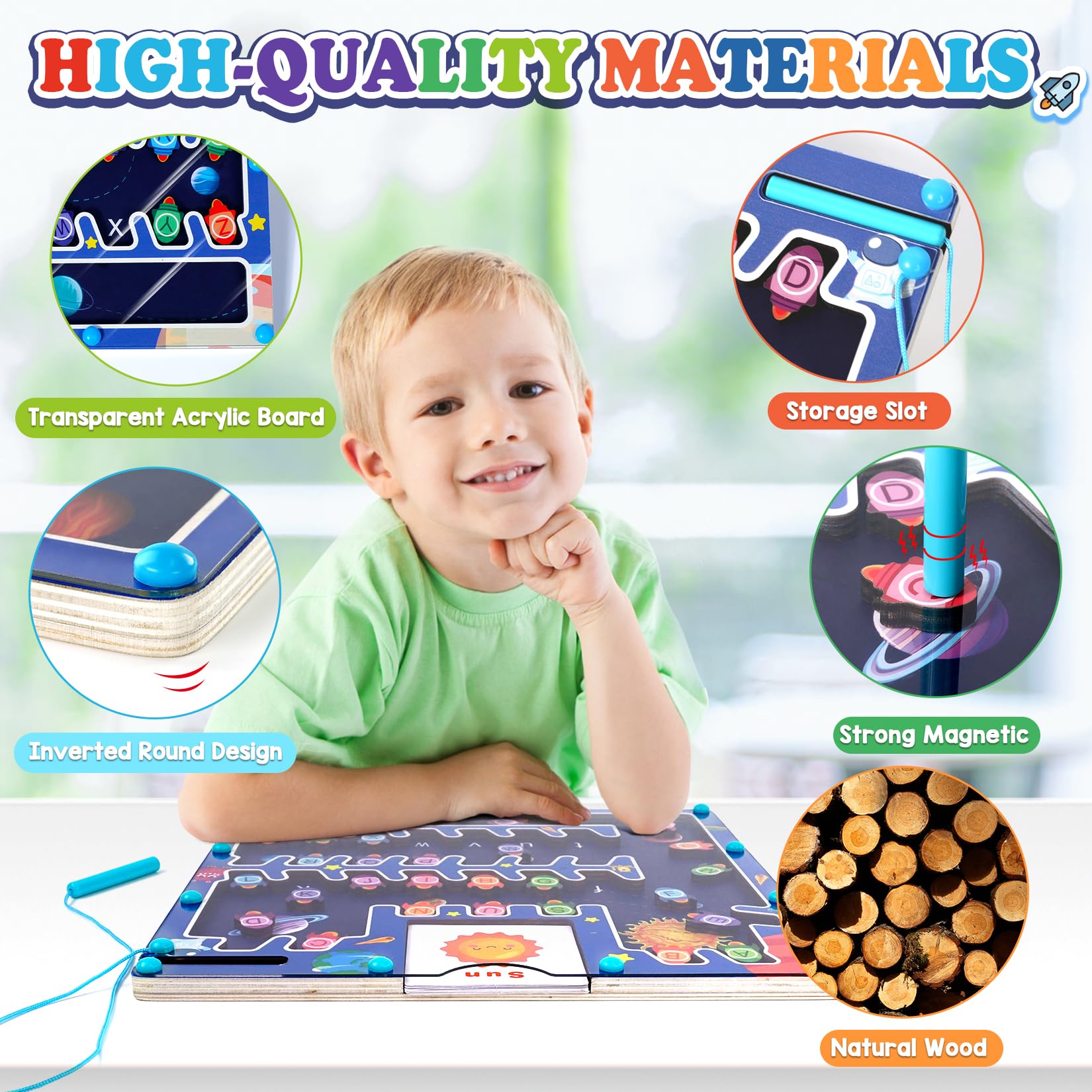 Magnetic Alphabet Maze Board Letter Puzzle Toy for Kids Ages 3+ | Montessori Fine Motor Skills Learning Toy | Sensory Educational Game for Toddlers Boys & Girls | Perfect for Preschool Classroom & Homeschooling Activities - Model CXMG-TK-001
