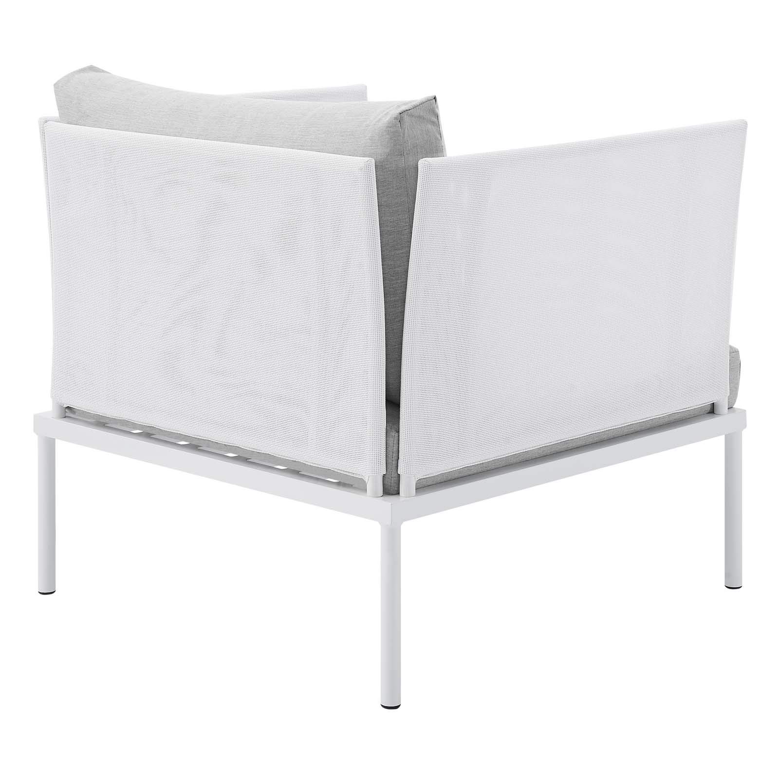 Modway EEI-4955-WHI-GRY Harmony Outdoor Patio Aluminum Armchair - Weather-Resistant White & Gray Modern Garden Chair for Poolside, Backyard & Patio Relaxation