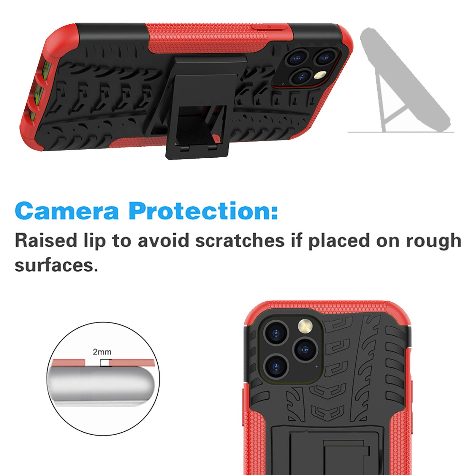 Premium Shockproof iPhone 12 Pro Case with Tempered Glass Screen Protector & Kickstand - Rugged Hybrid Protective Cover for iPhone 12/12 Pro 6.1