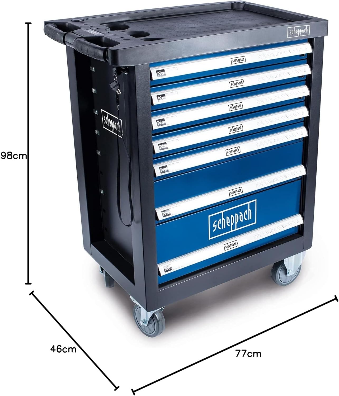 Scheppach 70-Piece Workshop Trolley with Tools TW1100 - Heavy Duty Rolling Tool Cart for DIY Projects, Home Repairs & Garage Organization